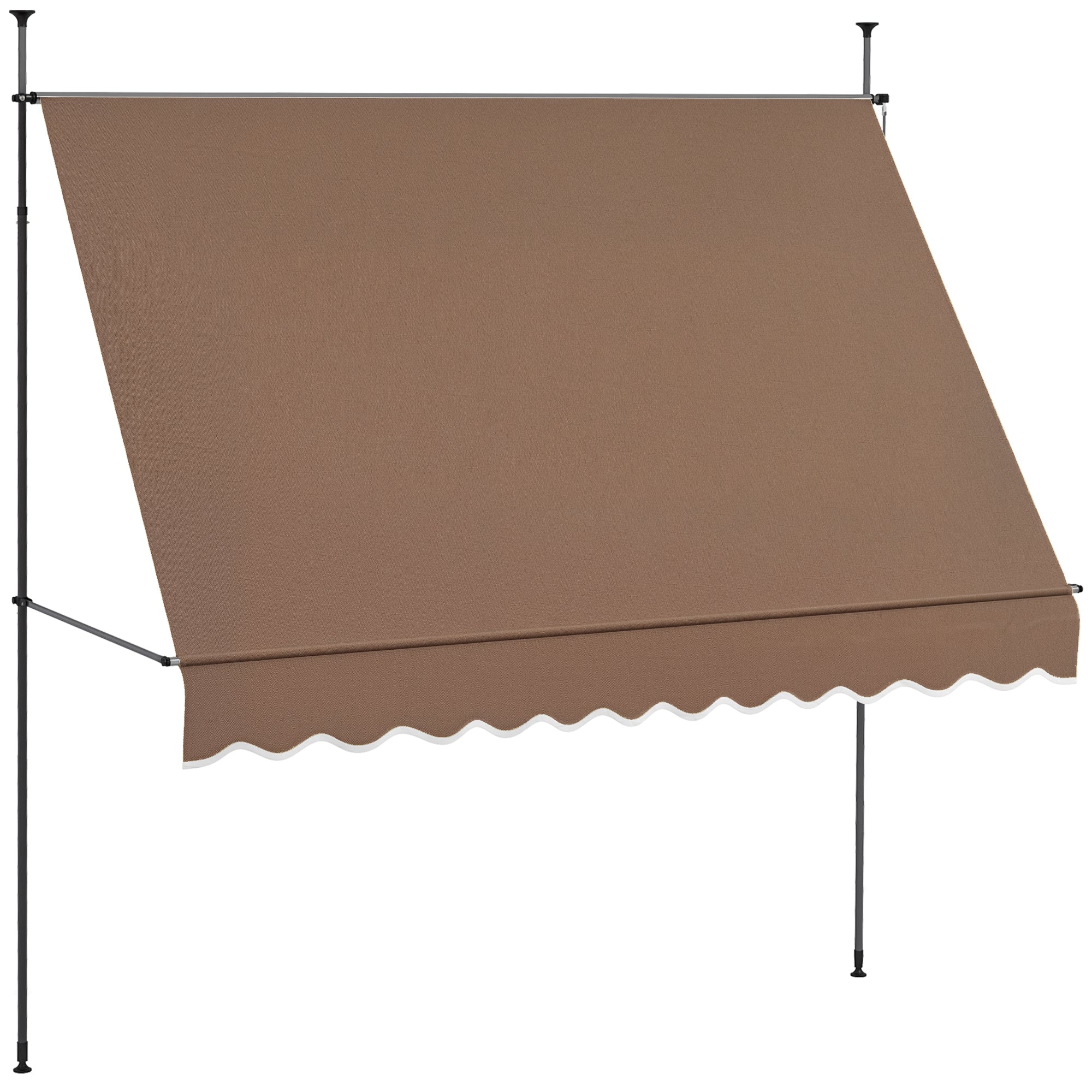 Store Manuel Rétractable Outsunny 3x1,2m Terrasses Extérieures Store Roulant Hauteur Réglable avec Manivelle 210-300 cm Sans Perçage Protection UV30+ pour Balcon Jardin Marron