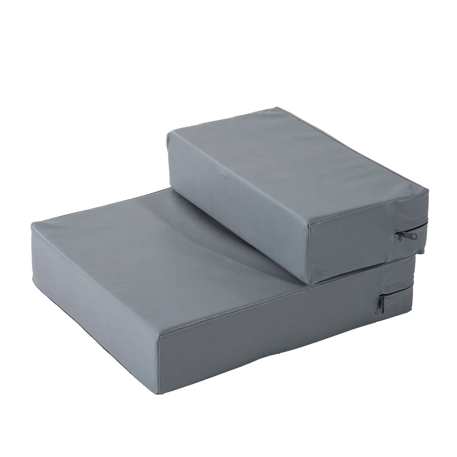 PawHut Haustiertreppe mit 2 Stufen, faltbare Hundetreppe und -polster für Katzen und Hunde, Grau L45 x B39 x H20 cm