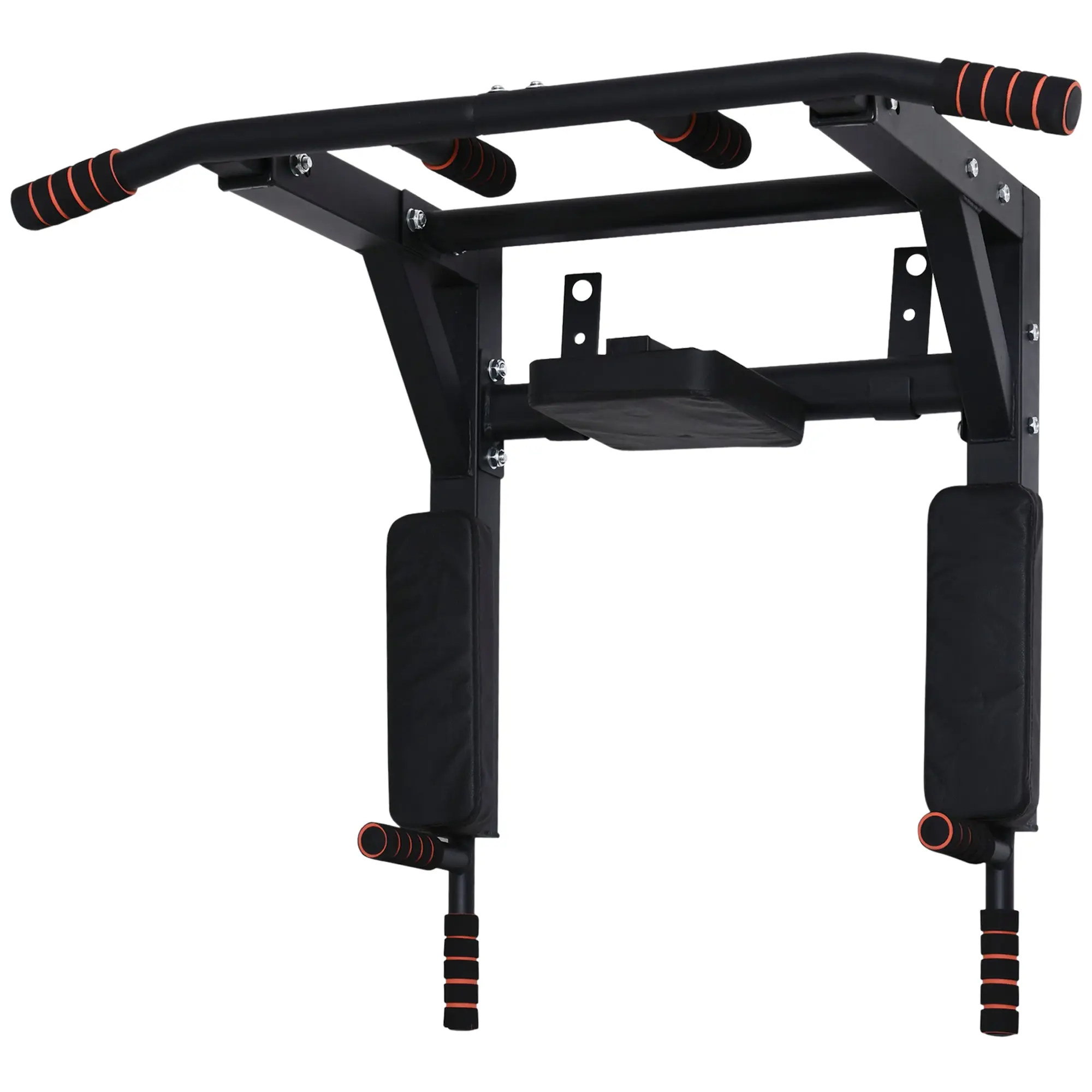 Wall Mounted Pull Up Bar with Padding Steel Multi-functional Pull Up Bar for Fitness Home Training Adults Max Load 120 kg 93x72x48 cm Black