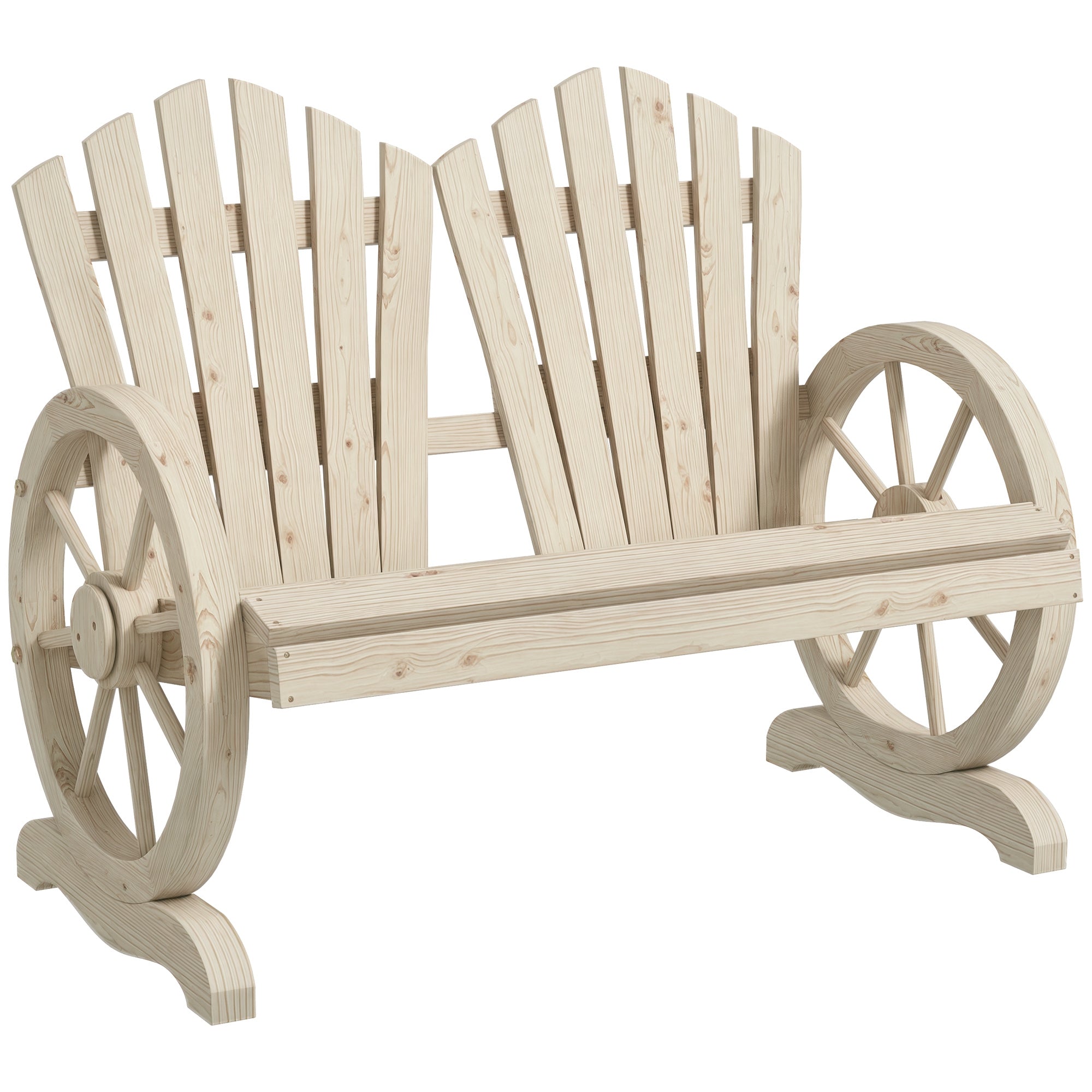 2-Seater Solid Wood Garden Bench with Armrest, Patio Furniture 250kg Capacity, Rustic Bench for Garden, Terrace, and other Outdoor Areas, 108 x 66 x 95 cm, Natural Wood