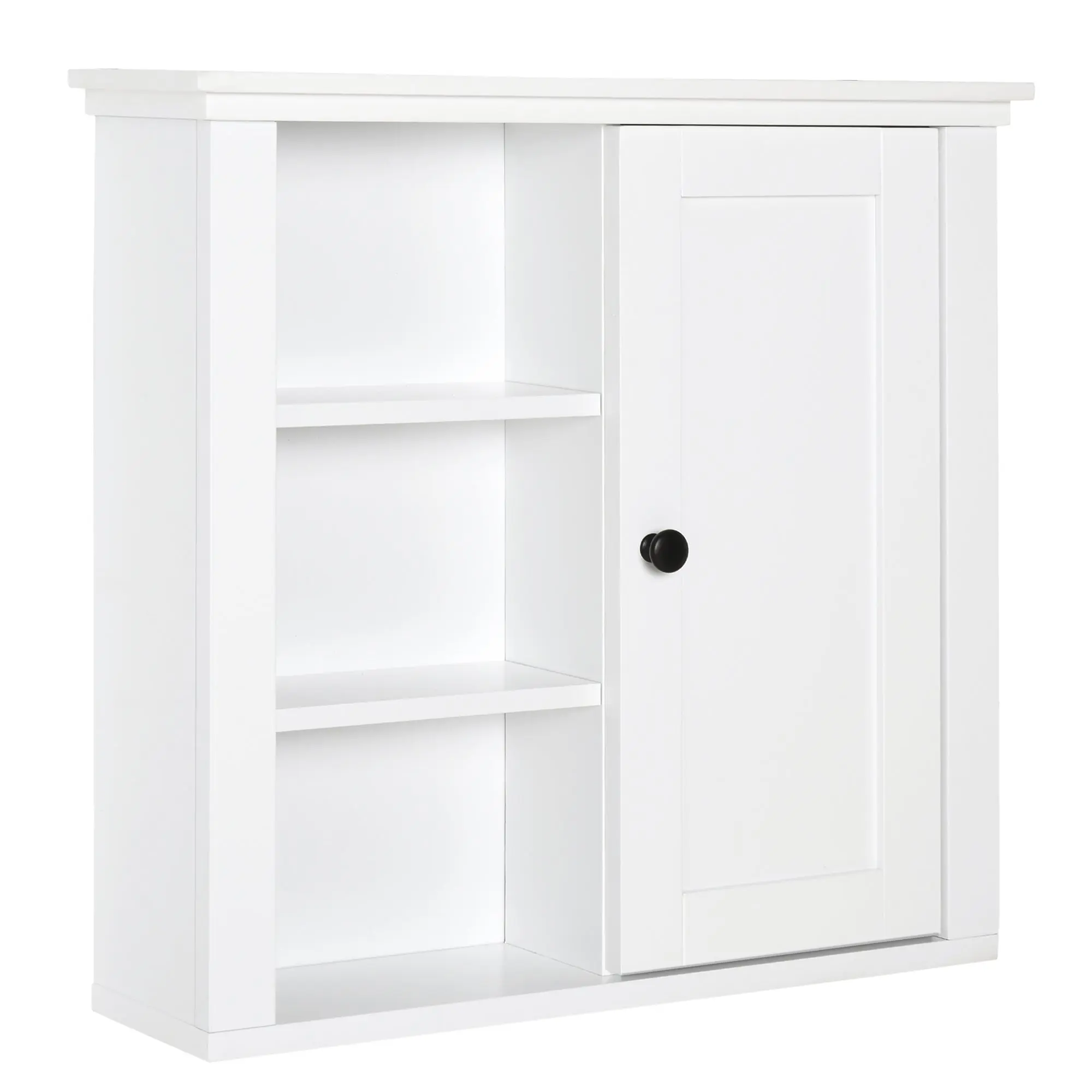 Bathroom Wall Cabinet Multifunctional Space-Saving Cabinet with 3 Open Levels 1 Door Adjustable Shelf Anti-tip 53x14.5x50.5 cm White