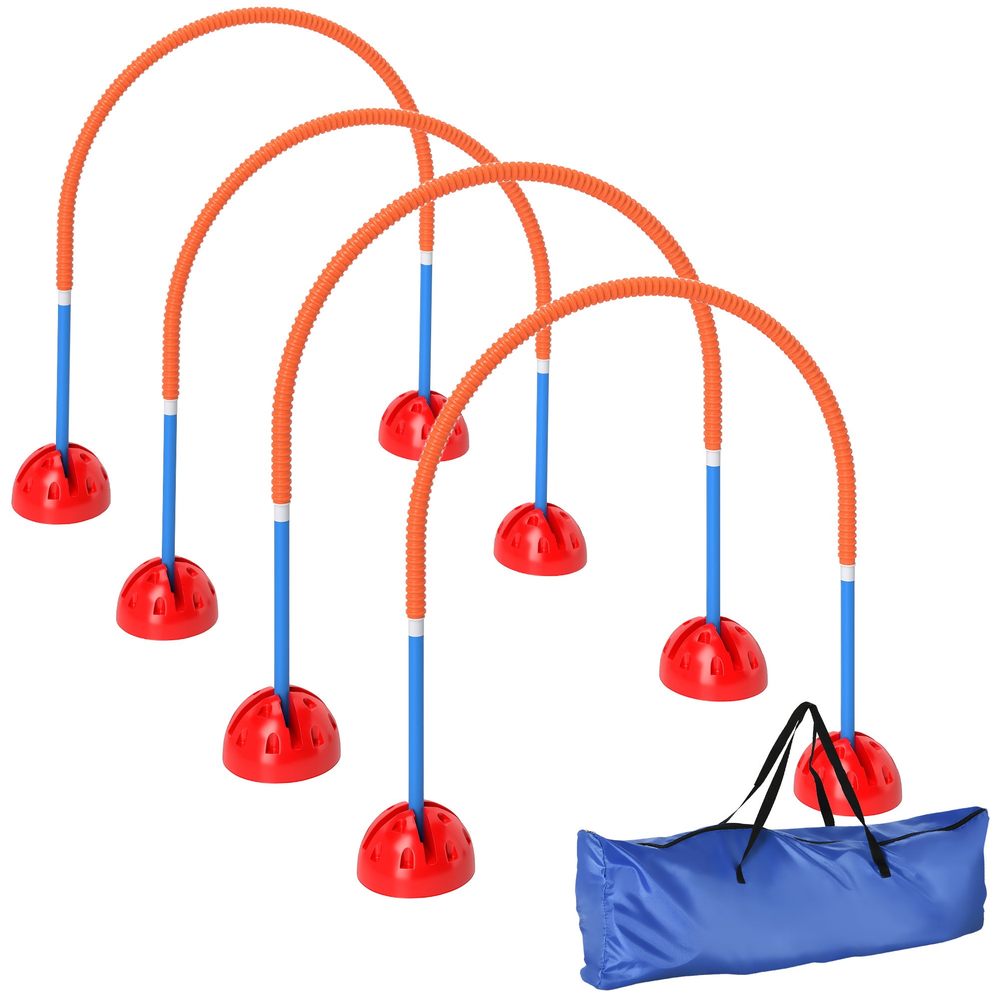 PawHut Agility Set für Hunde - 4-teiliges, füllbares Agility-Equipment für Hundetraining mit verstellbaren Agility-Toren und Tragetasche - Trainingszubehör für Koordination und Spieltrainings