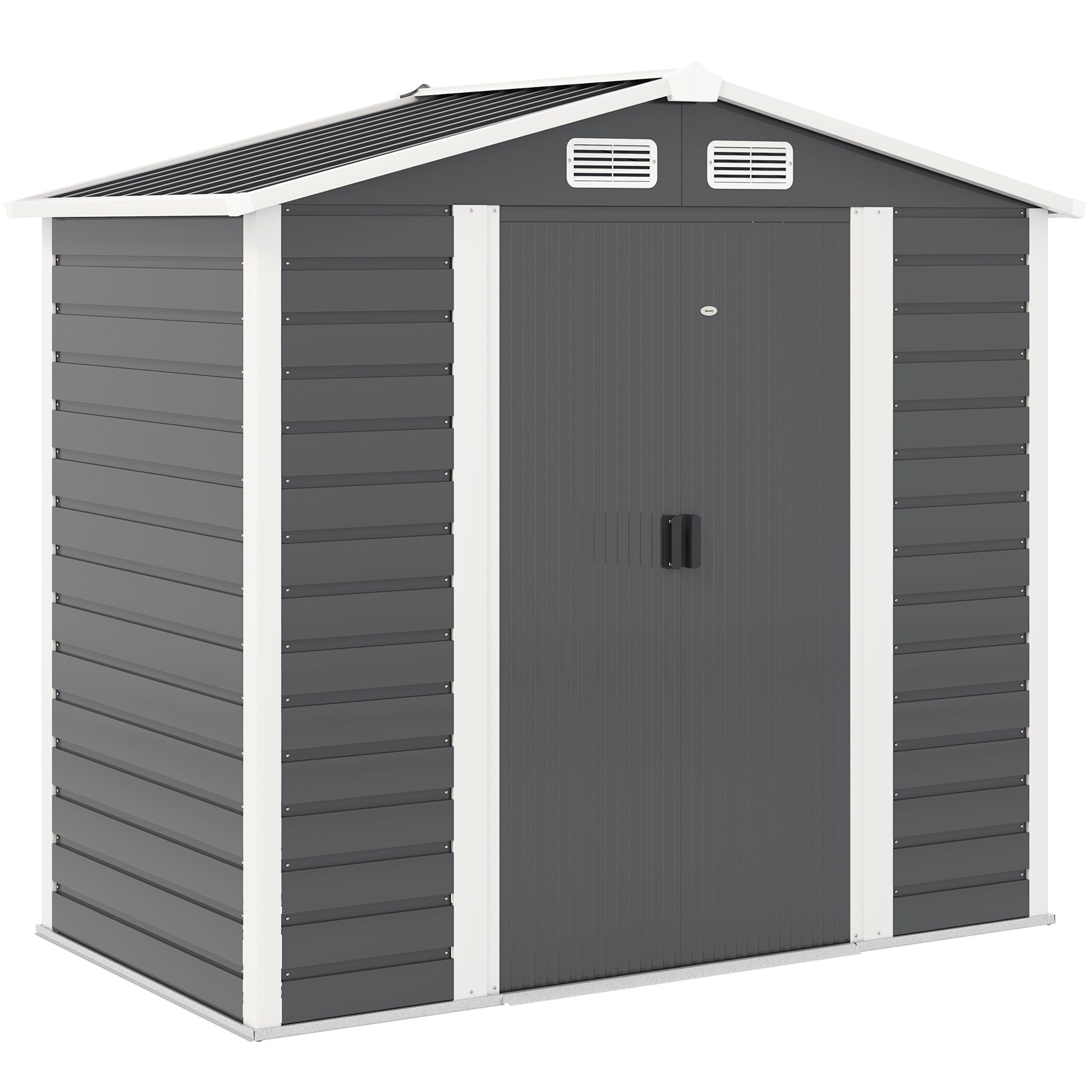 Outdoor Garden Shed 2.36m? 213x120x194 cm Exterior Garden Storage with Reinforced Base (Floor Not Included) Sliding Double Doors Padlock Windows Dark Gray