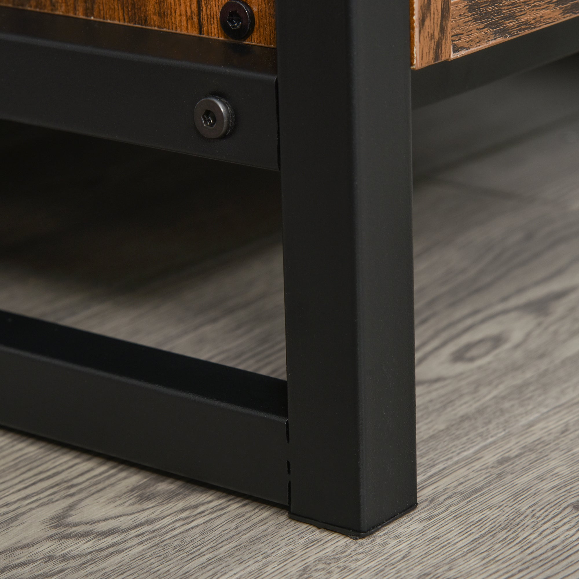 HOMCOM Weinregal im Industrie-Design mit 9-Flaschen-Weinregal und integriertem Weinglashalter Schwarz Metall Vintage Holzoptik