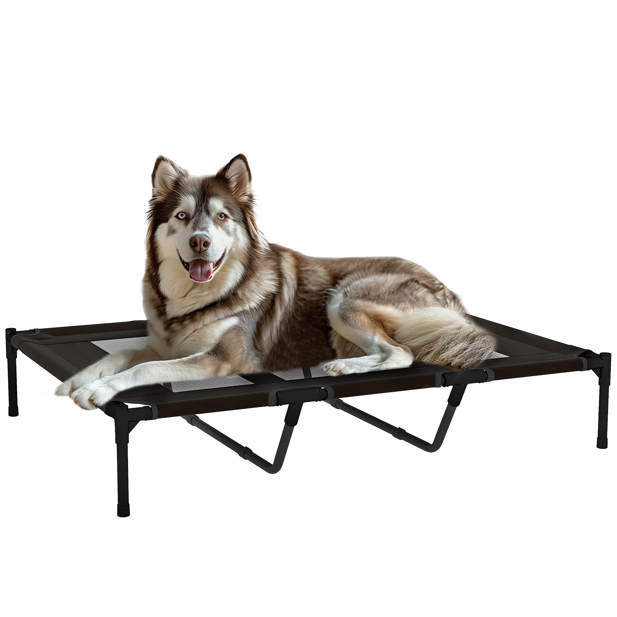 PawHut Bærbar Opvarmet Seng til Hunde og Katte med Åndbar Mesh Zone og Oxford Stof til Indendørs og Udendørs 122x92x23 cm Sort