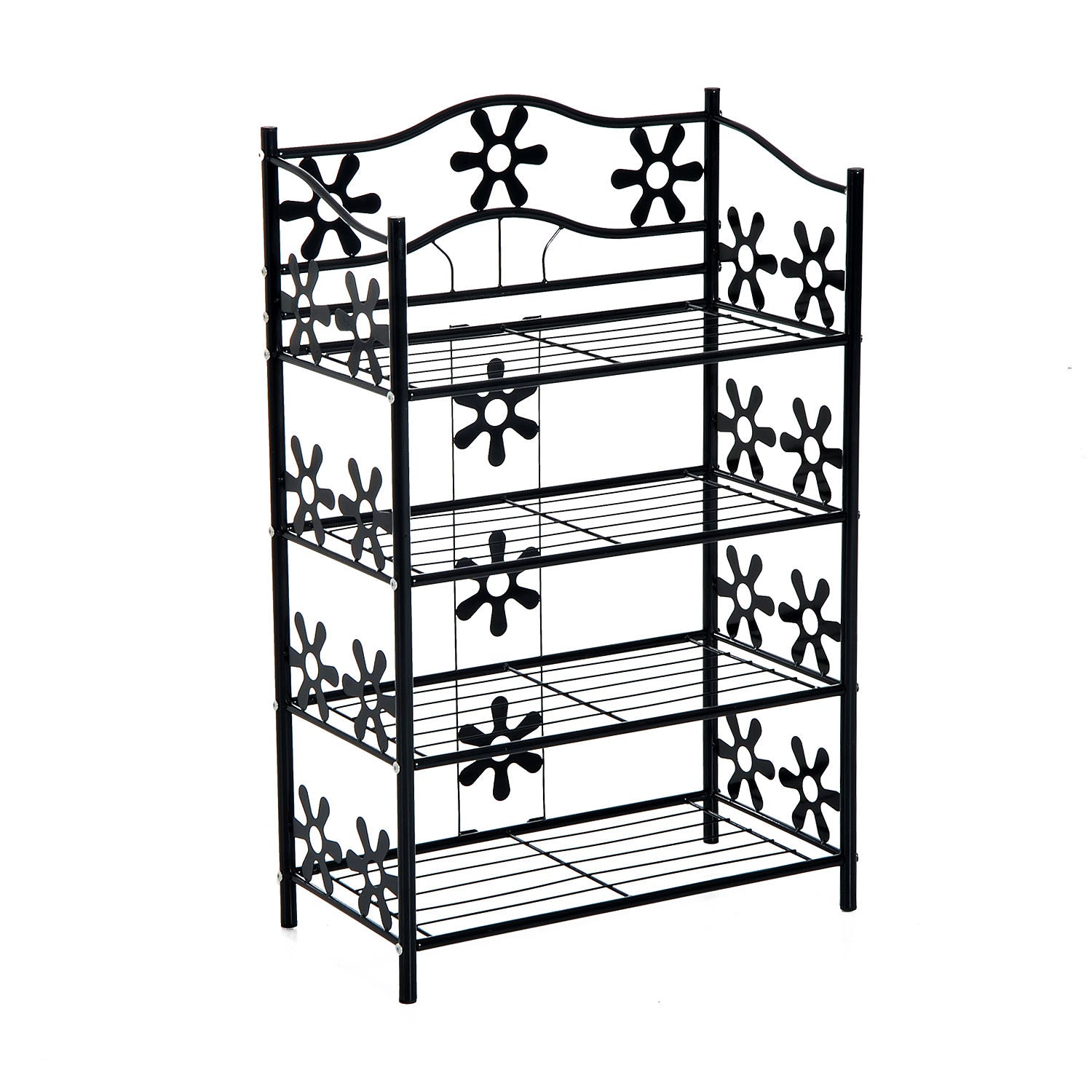 Étagère à chaussures HOMCOM, Étagère à plantes, Étagère à fleurs, Unité de rangement, Support, 4 niveaux, Métal, 59,5 x 30 x 92 cm, Noir