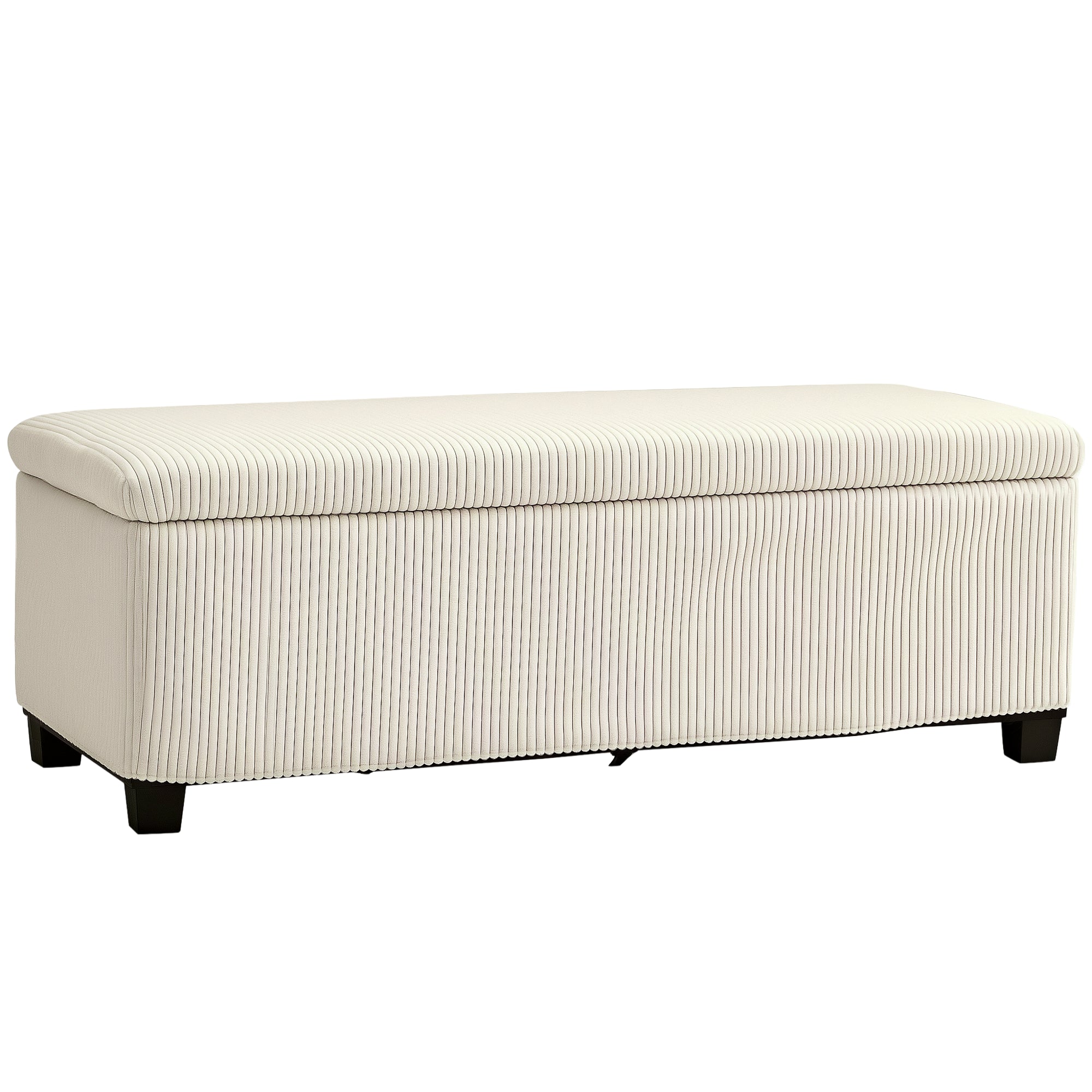HOMCOM Opberg Ottoman Bank met Corduroy Bekleding, Opbergkist met Stalen Poten, Opbergbank voor Woonkamer, Slaapkamer, Hal 112 x 42 x 40 cm, Beige