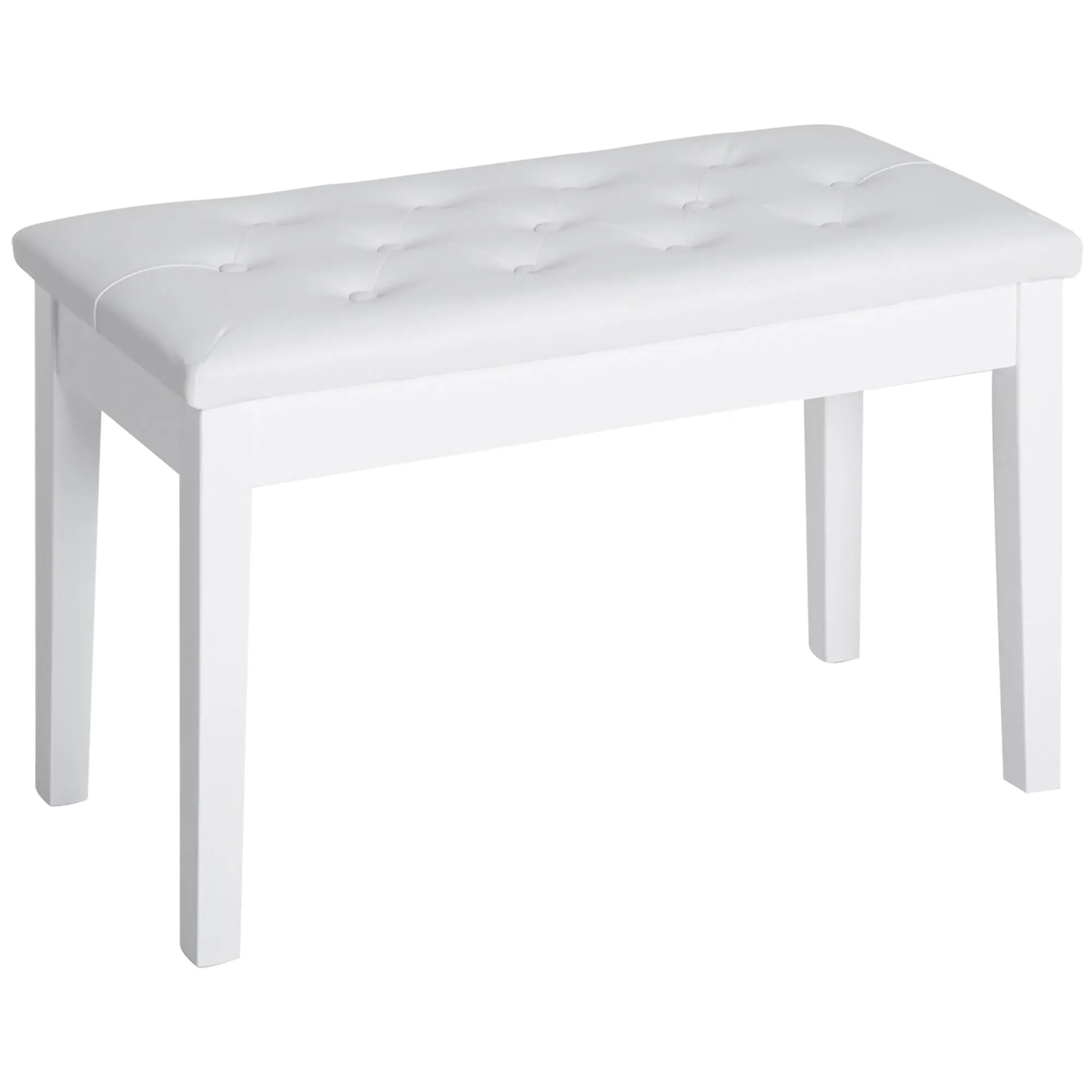 Piano Bench with Hidden Storage, Piano Stool with Faux Leather Cushion, Pianobench, Solid Wood Keyboard Bench for Piano, Keyboard, 76 x 36 x 50 cm, White