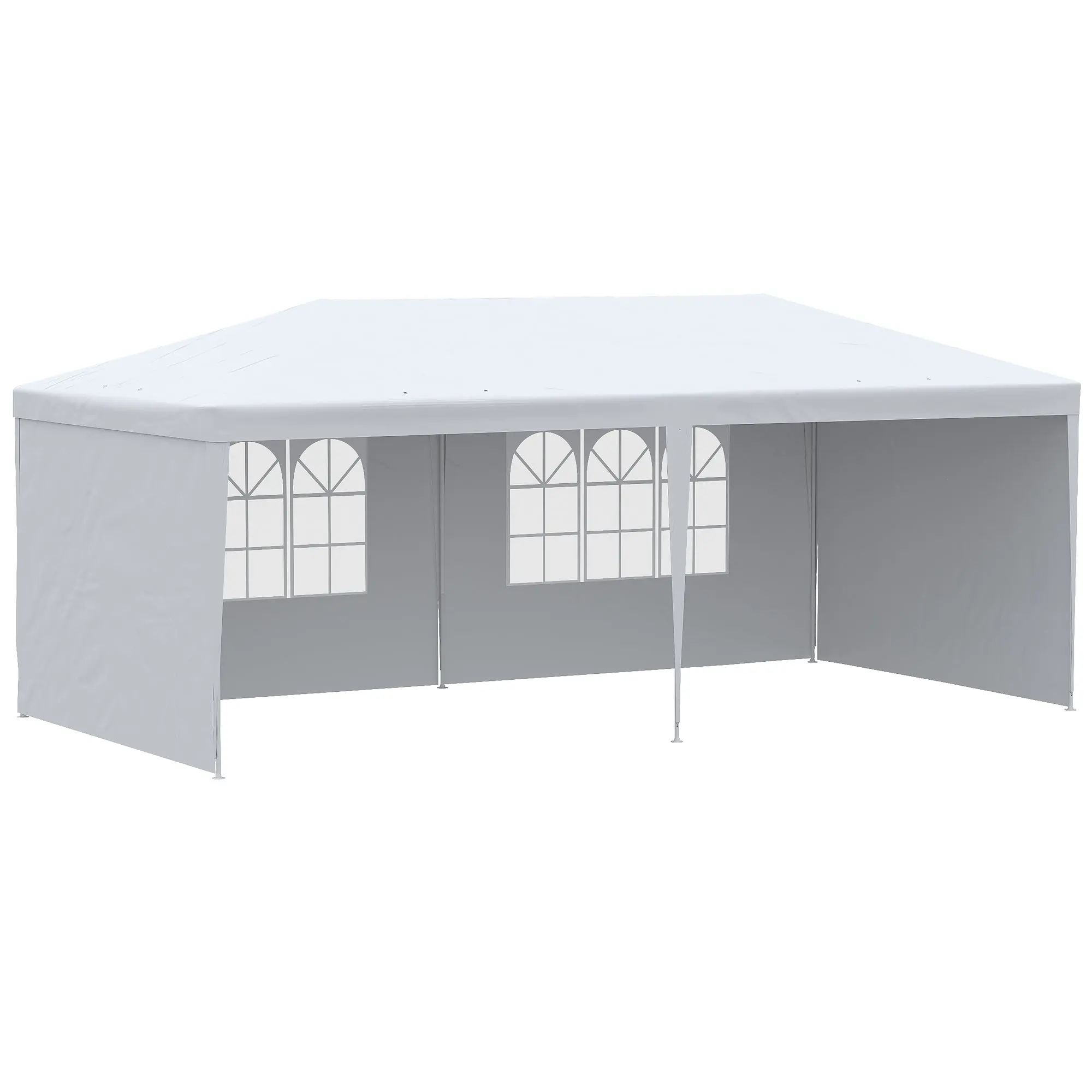 Garden Canopy 6x3 m Pavilion with 4 Removable Side Walls and 2 Transparent Windows Anti-UV Waterproof Gazebo for Outdoor Events with Steel Frame for Parties Weddings White