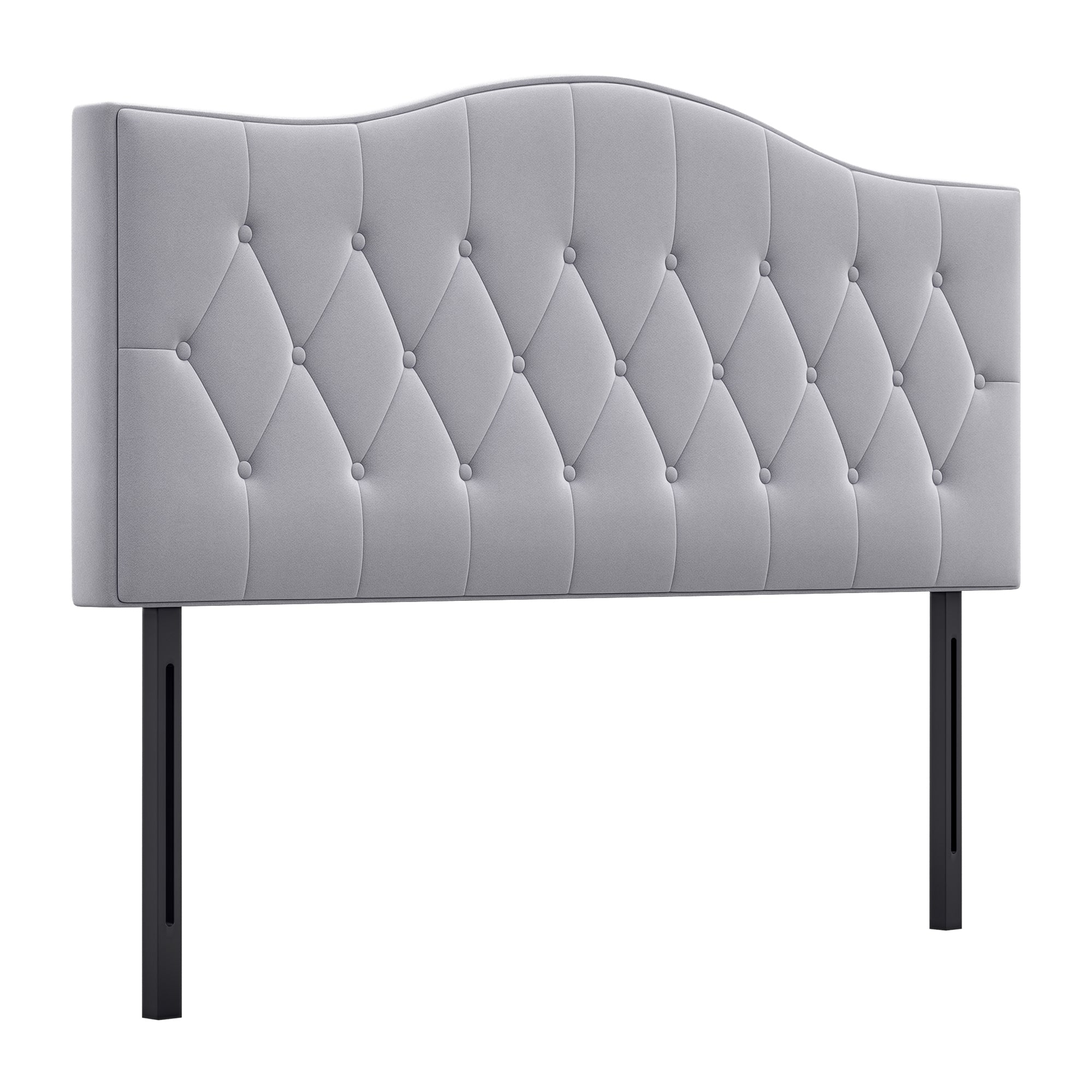 HOMCOM Betthaupt Polsterkopfteil in Grau aus Poplar-Velours 185 x 8 x 134 cm