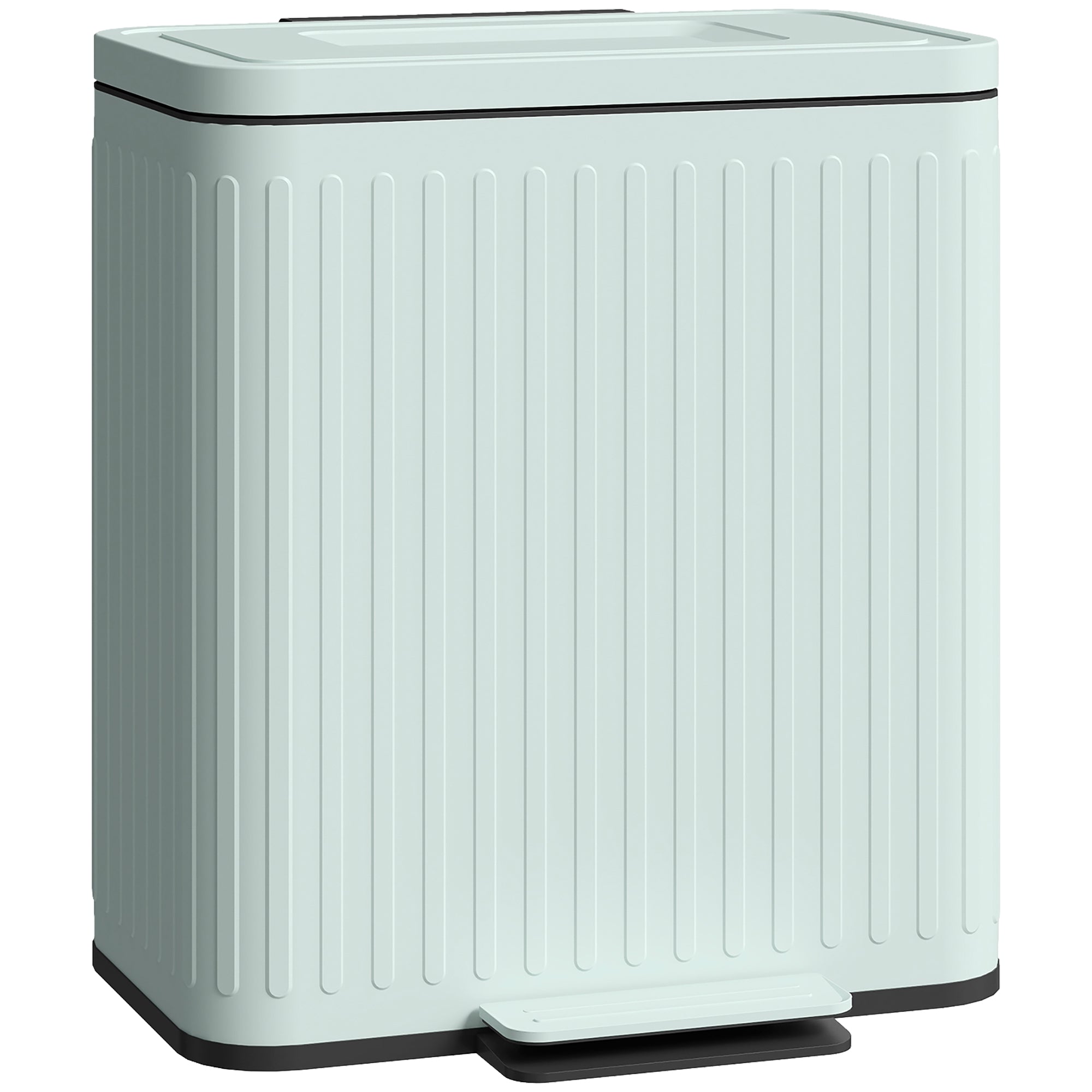 HOMCOM 40 L dubbele pedaalemmer met 2 vakken – 2 x 20 L scheidingssysteem, soft-close deksel, openhoudfunctie, uitneembare binnenemmers – groen