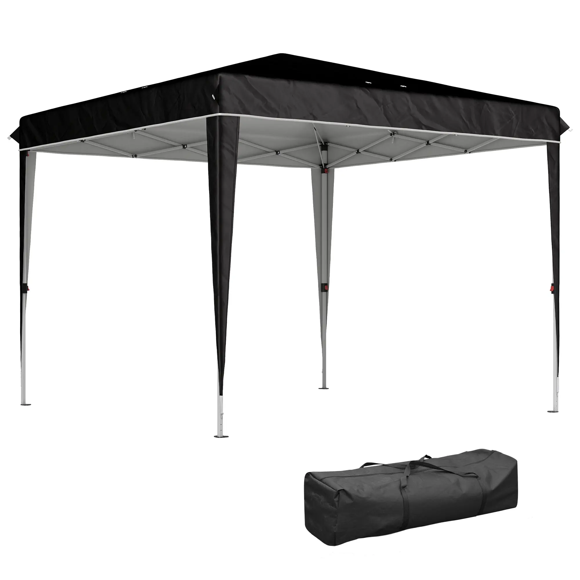 Gazebo 3x3 m Foldable Pop Up Adjustable Height with Drainage Holes, Outdoor Gazebo in Metal and Oxford Fabric with Carrying Bag, UV50+, for Garden, Parties, Camping, Black
