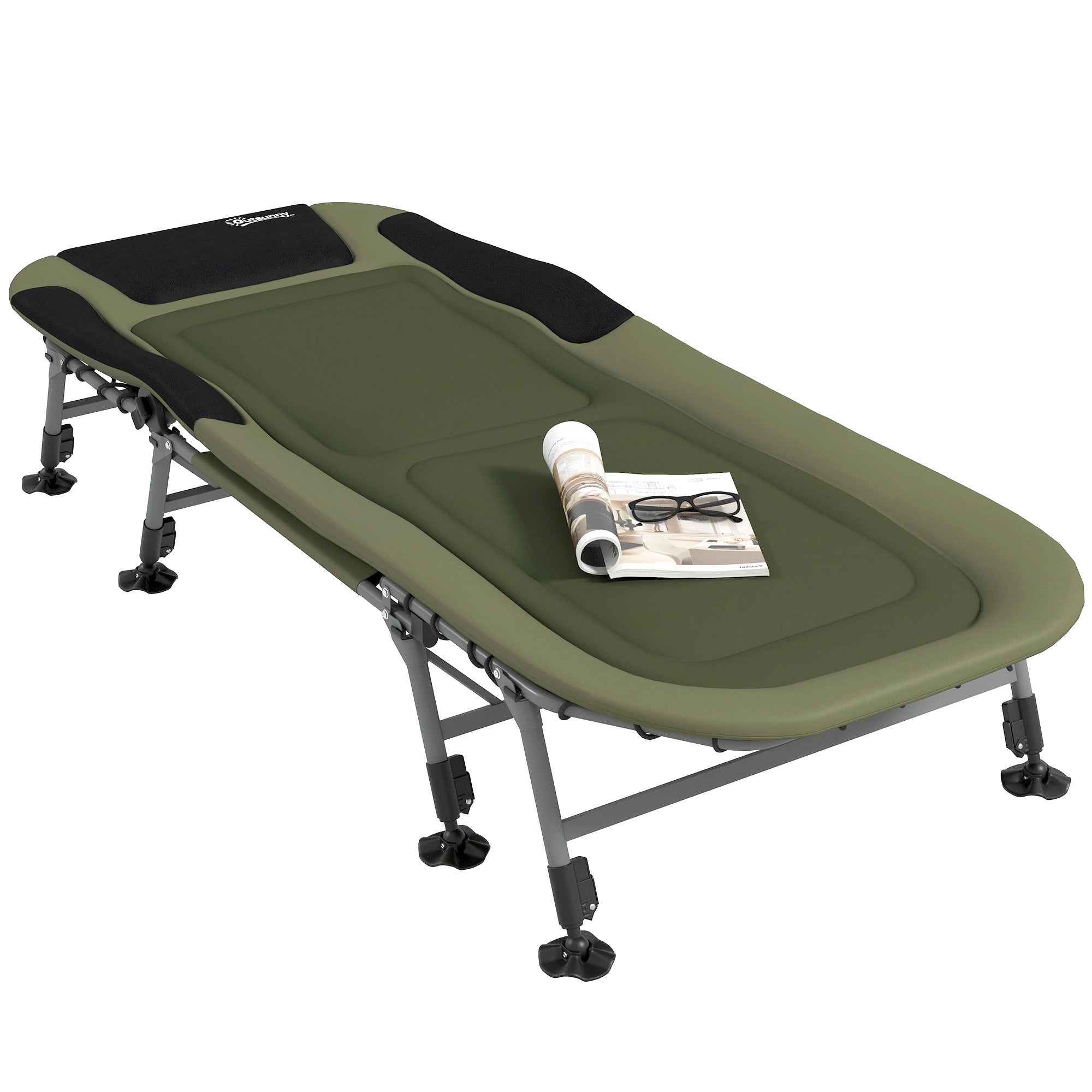Outsunny Campingbed Opvouwbaar Reisbed Verstelbaar Opvouwbed tot 180 kg Capaciteit voor Buiten Oxford Groen