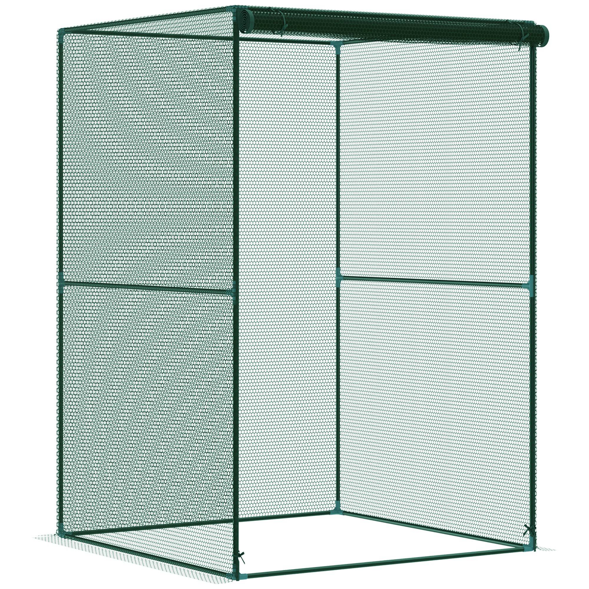 Outsunny Grønnehus til Planter og Insekter med Rulle-Dør og Stålramme til Have, Terrasse, Patio 120x120x180 cm Mørkegrøn