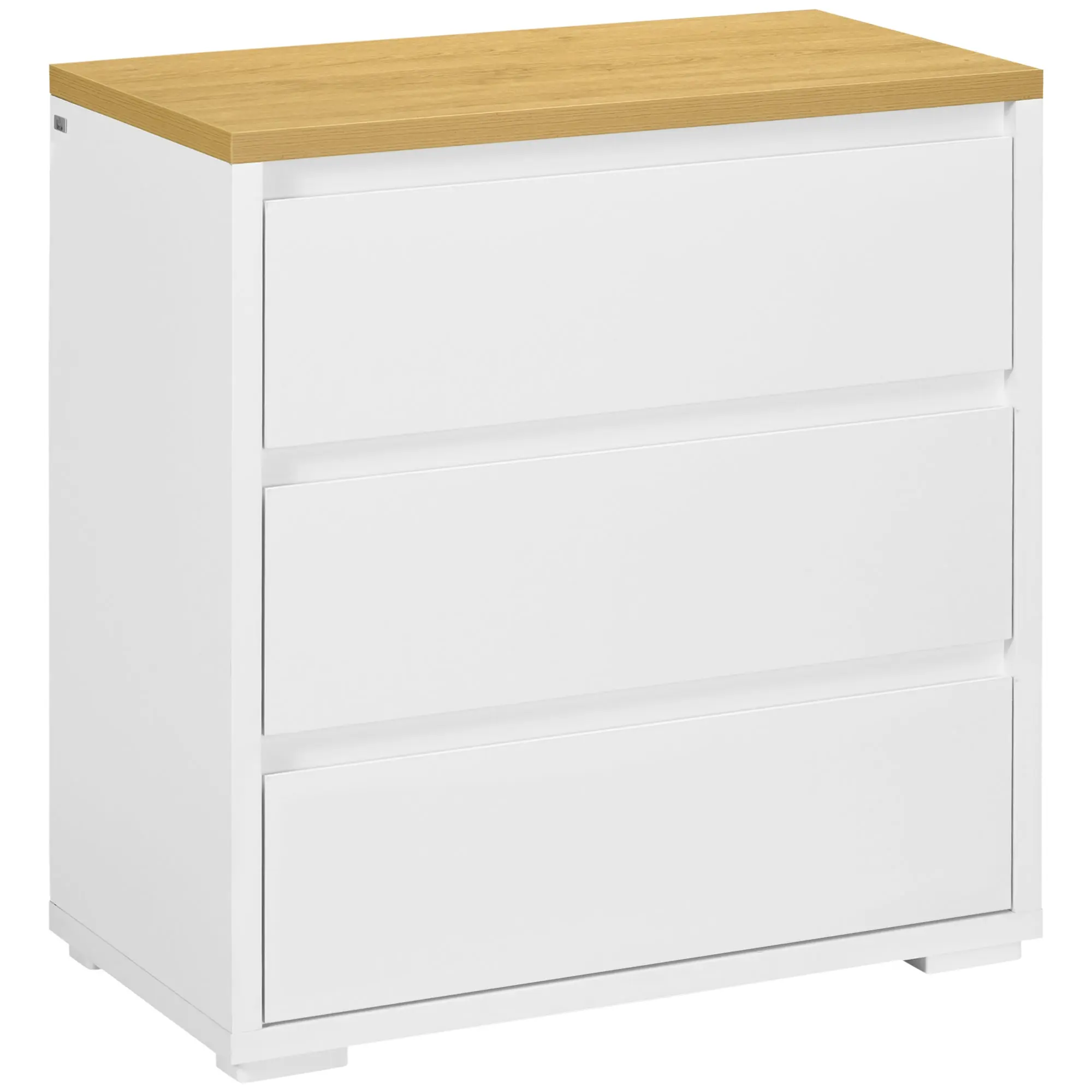 3-Drawer White Particleboard Dresser for Bedroom, Study, and Living Room, 70x37x75cm