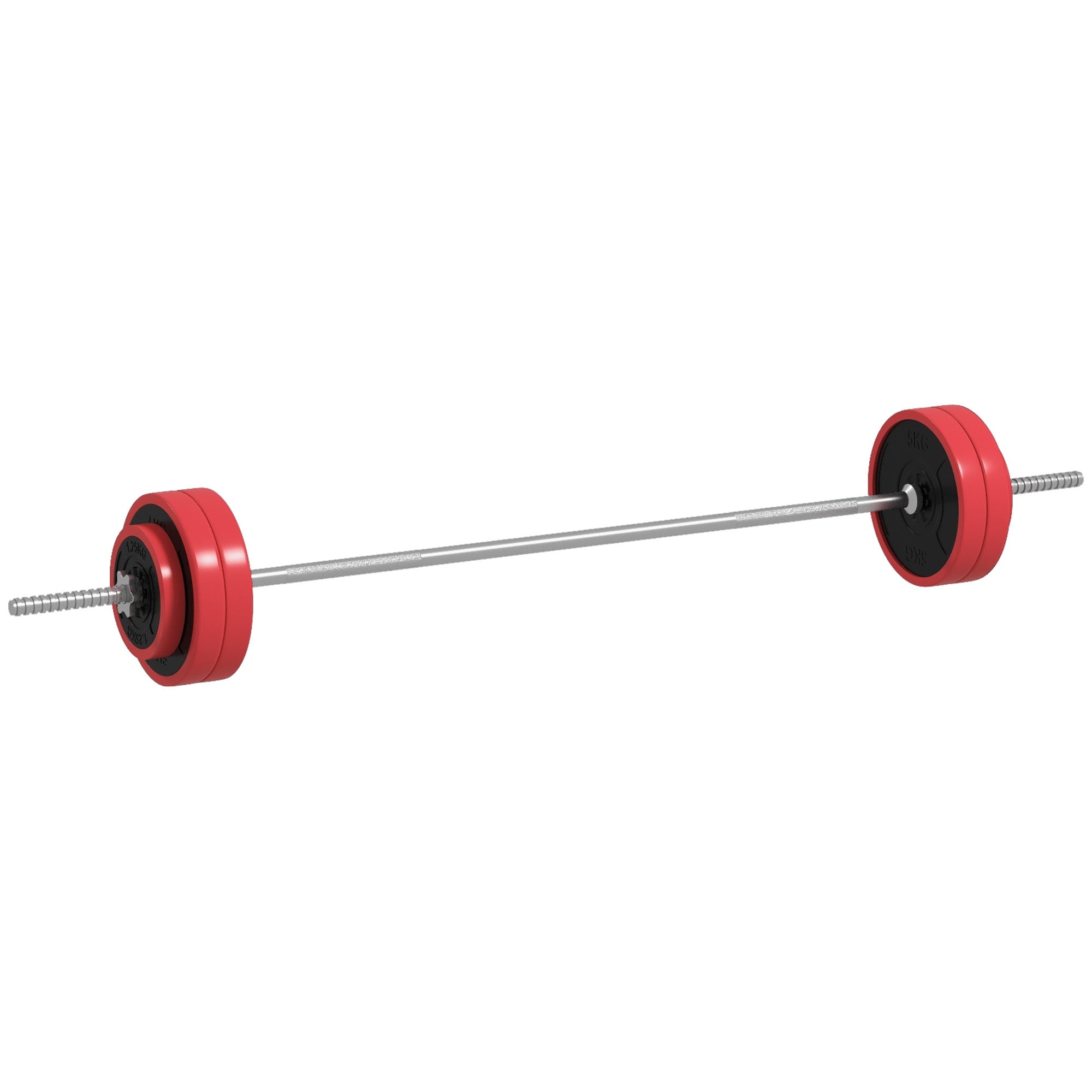 SPORTNOW Σετ Βαρών 30 kg με Μπάρα και Αλτήρες, Μυϊκή Εκπαίδευση με 6 Δίσκους 1.5kg, 2.5kg, 7kg και 1 Μπάρα για Ασκήσεις Βάρη στο Σπίτι ή Γυμναστήριο 170x26x26 cm Κόκκινο