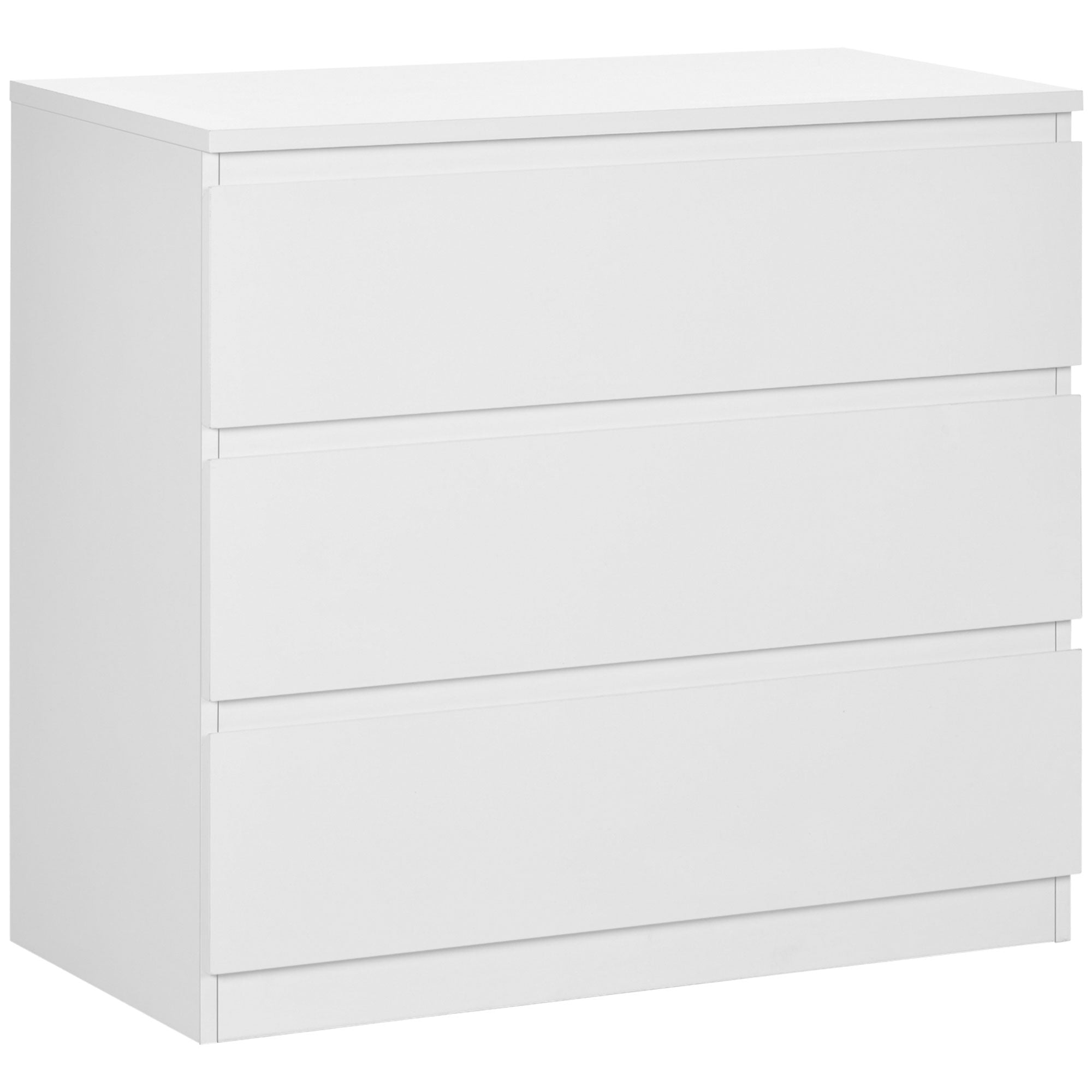 HOMCOM 3-Fiókos Komód Modern, Letisztult Dizájn, Puhán Záródó Mechanizmussal Hálószobába, Nappaliba - 60 x 38 x 100 cm, Fehér