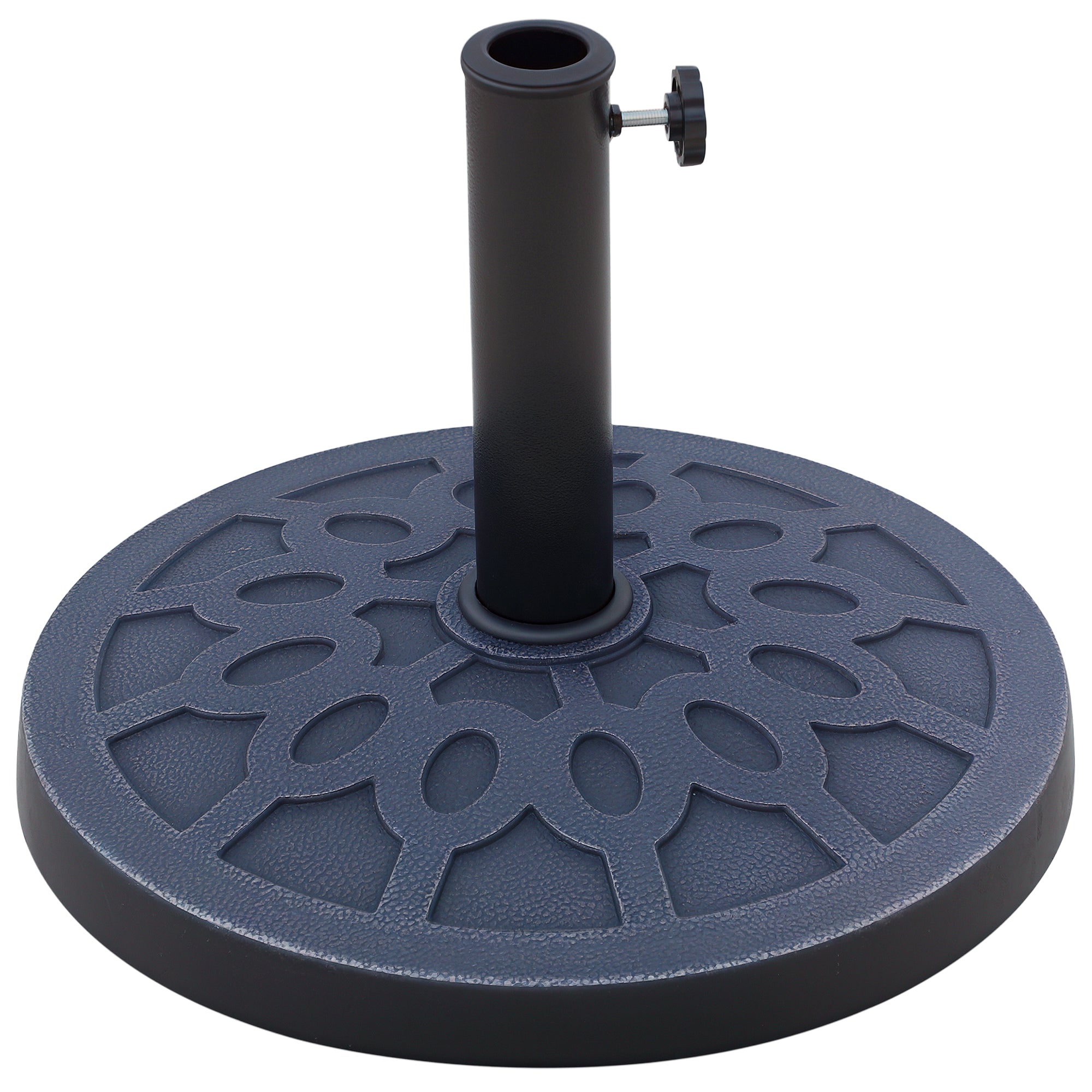 12 kg Round Umbrella Base with Handle, Resin and Steel Umbrella Stand for ?38 mm and ?48 mm Poles, for Outdoor Use, Bronze