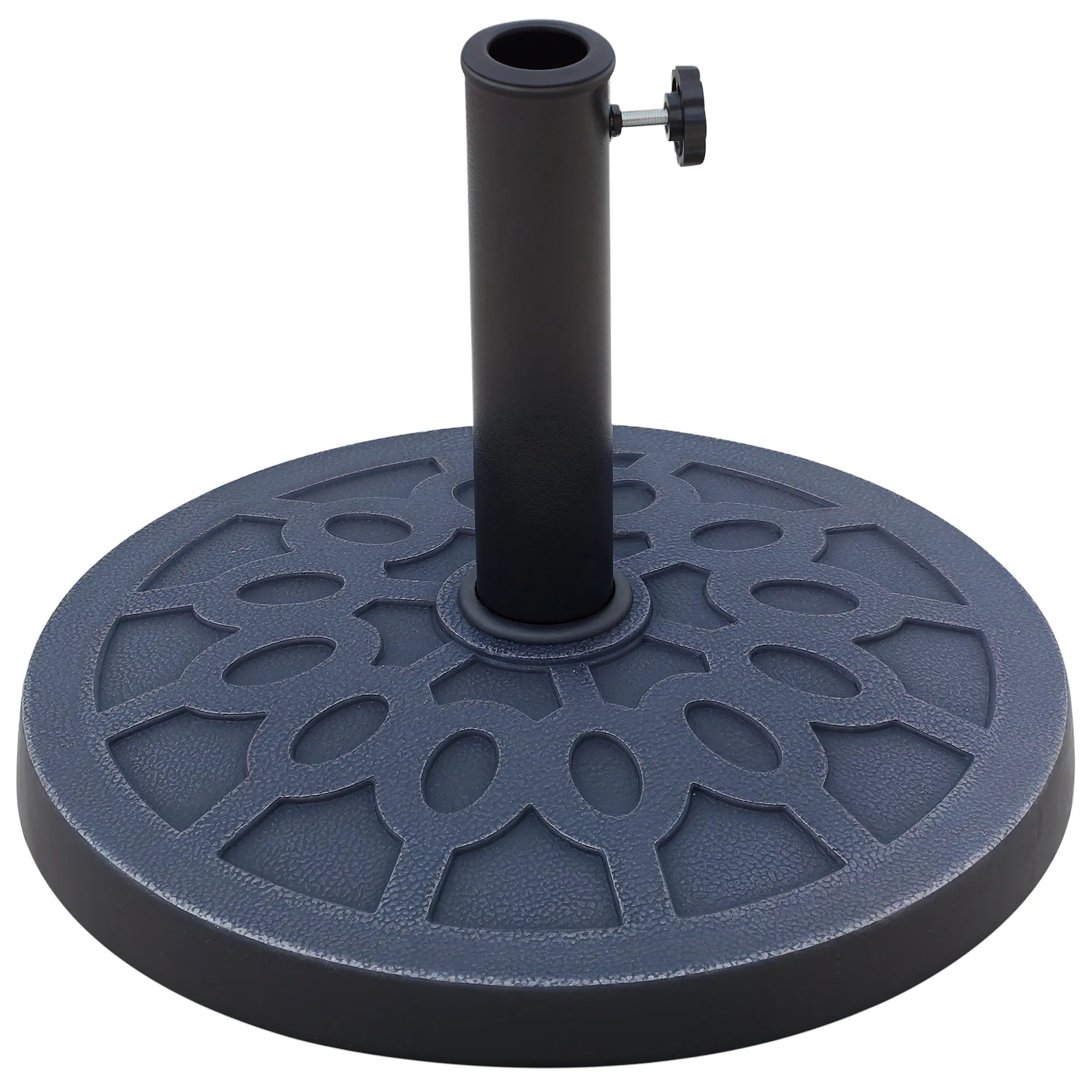 12 kg Round Umbrella Base with Handle, Resin and Steel Umbrella Stand for ?38 mm and ?48 mm Poles, for Outdoor Use, Bronze