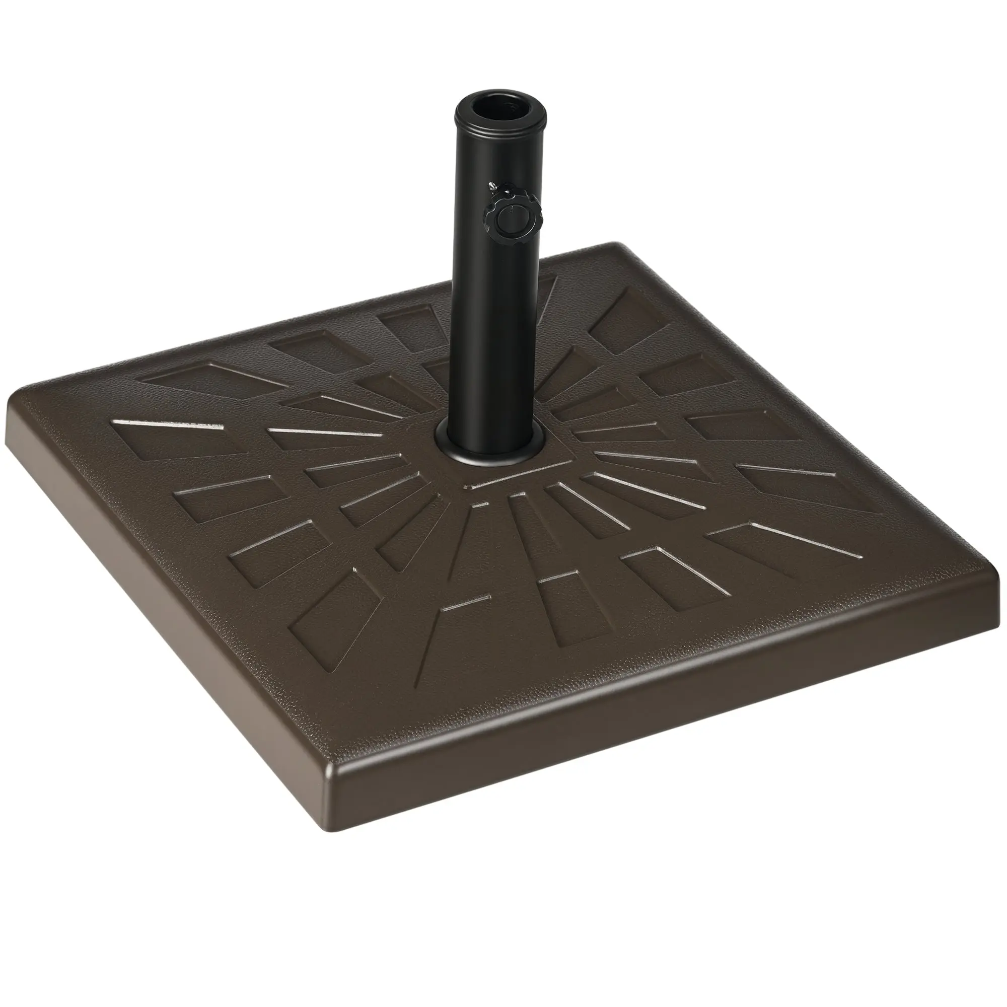 Resin and Metal Garden Umbrella Base with Integrated Knob, Umbrella Stand for Poles ?32/38/48 mm, for Outdoor and Patio, 19 kg, Brown