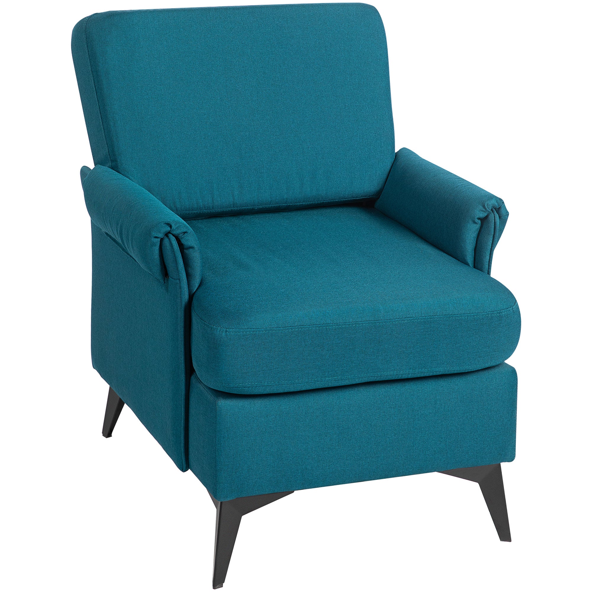 Breathable Linen Effect Fabric Decor Armchair with Rolled Arms, 70x73x83 cm, Green