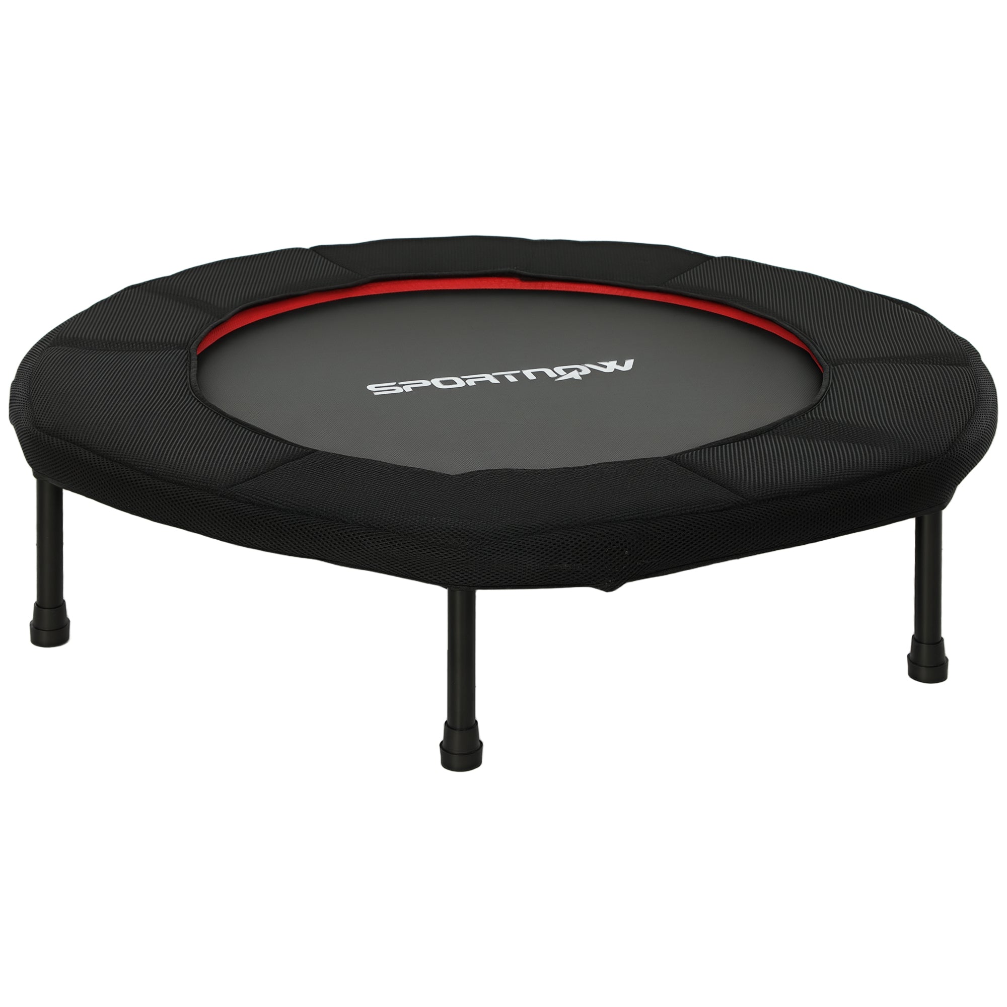 SPORTNOW 102 cm Opvouwbare Fitness Trampoline met Stalen Frame en Antislip Poten, Ondersteunt 100 kg Voor Lichaamstraining Thuis, Kantoor of Sportschool - Rood