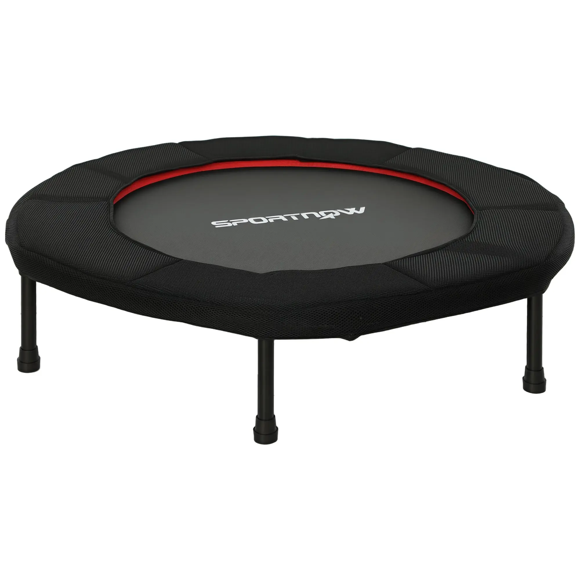 SPORTNOW 102 cm Foldable Fitness Trampoline with Steel Frame Non-Slip Legs Supports 100 kg Weight for Legs Body Training at Home Office Gym Red