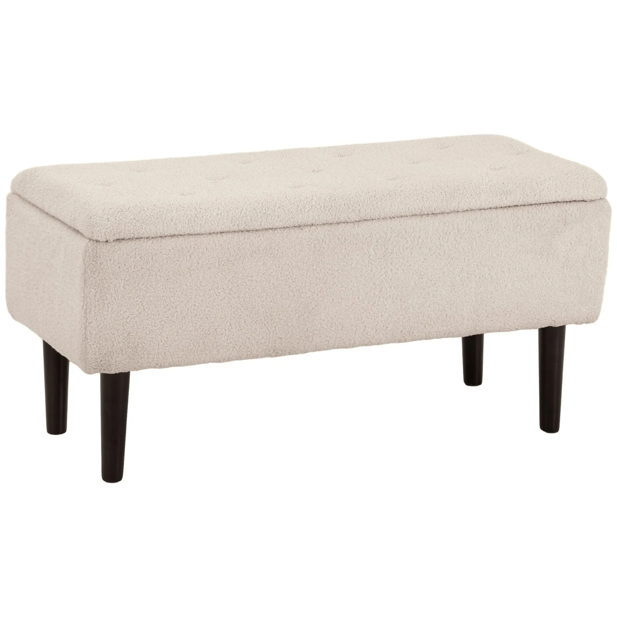 Bedroom Storage Bench Storage Chest Capacity 47 L with Flip Top and Wooden Legs for Living Room Load 120 kg 95x38x45 cm Beige