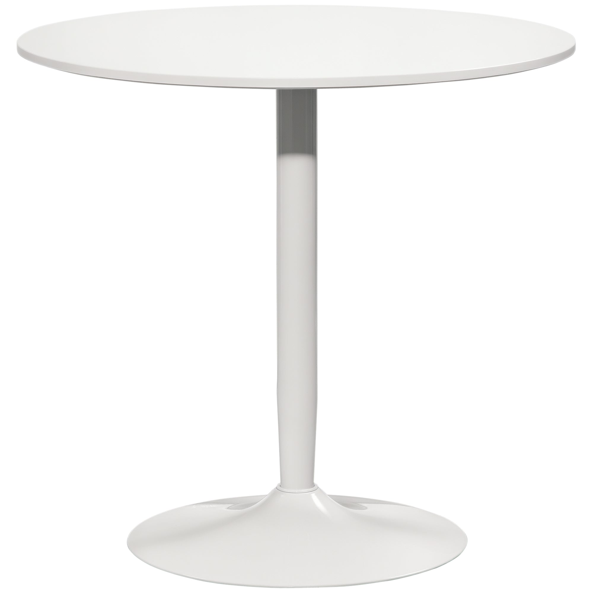 Dining Table, Round Kitchen Table, Modern Dining Table for 2 Persons, Bar Table with Steel Base, Non-Slip Footrest, Coffee Table for Living Room, ?80 x 75 cm, White