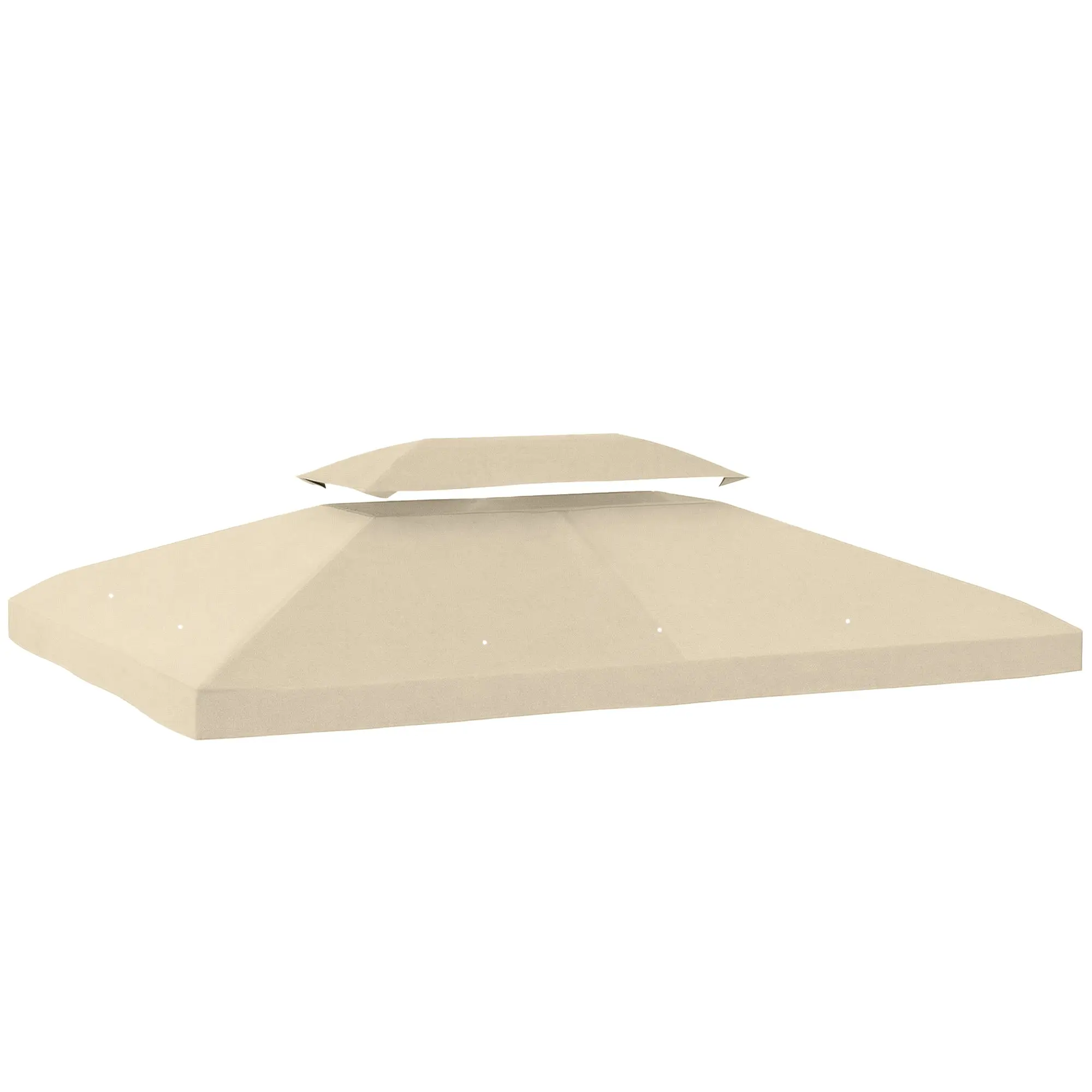Replacement Gazebo Roof, 4 x 3 m — Double-Layer Vented Canopy with 10 Drainage Holes and UV Protection, Replacement Cover Only, Cream