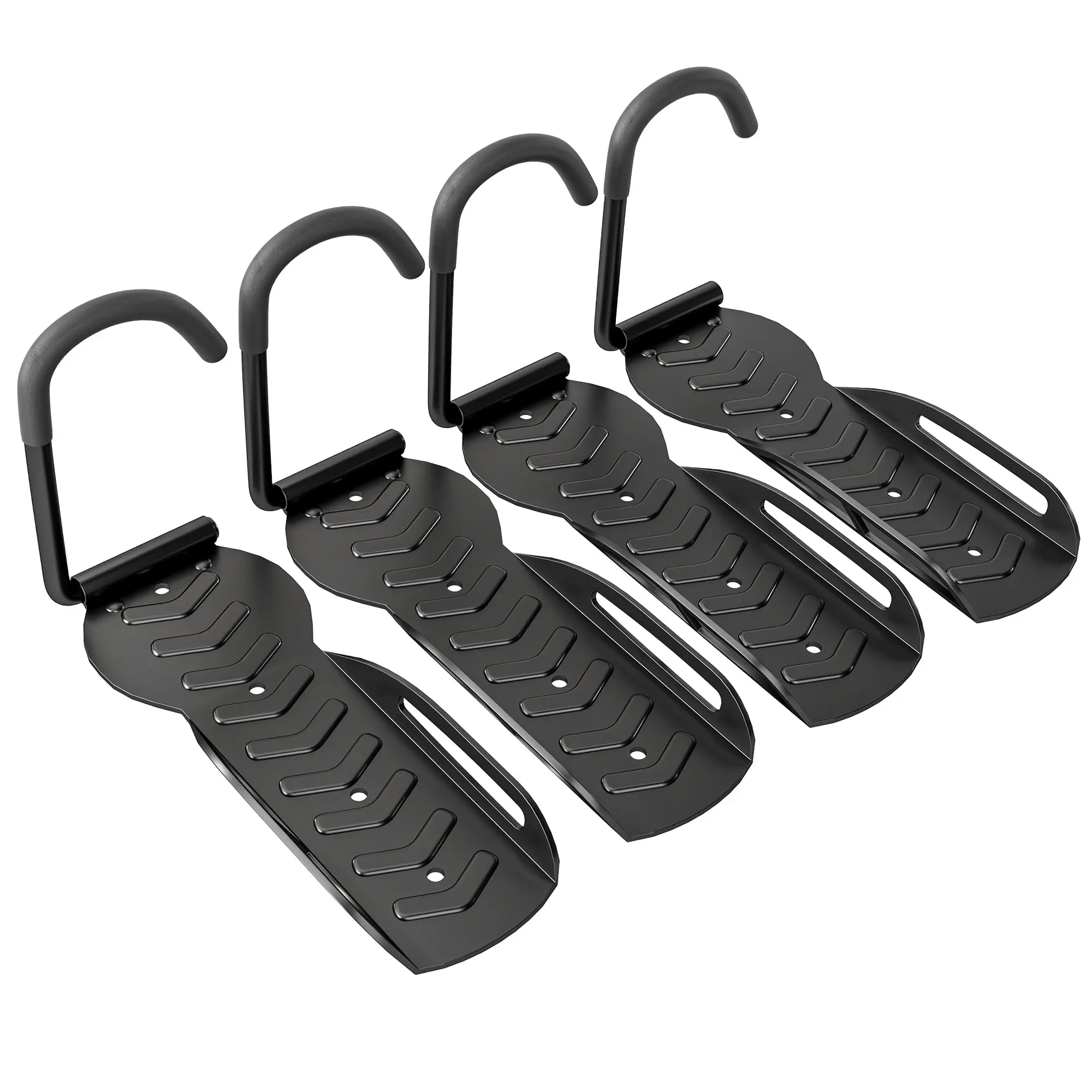 SPORTNOW 4-Piece Set Vertical Bike Wall Mount with 30 kg Capacity Foldable Bike Bracket Wall for 4 Bikes Bike Stand for Road Bike, MTB E-Bike Bike Suspension for Garage Home Black