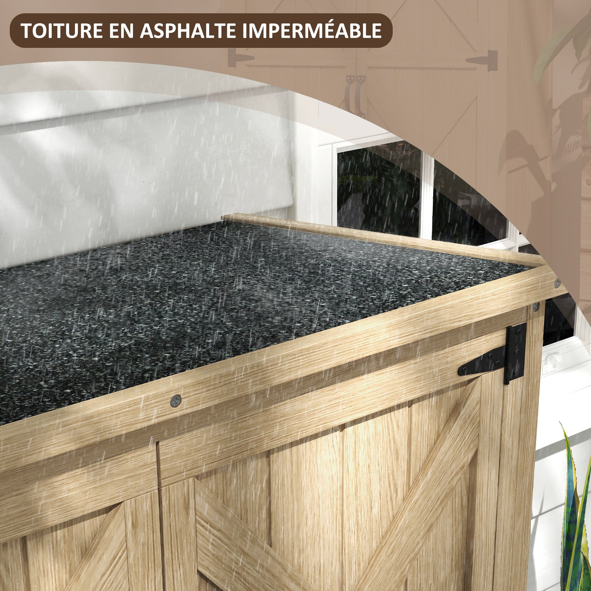 Outsunny Garten Schrank Gartenlager für Werkzeuge auf Füßen 90L x 54,5B x 161/168,5H cm 2 Regale Wasserdichtes Bitumendach Kiefernholz Autoklaviert