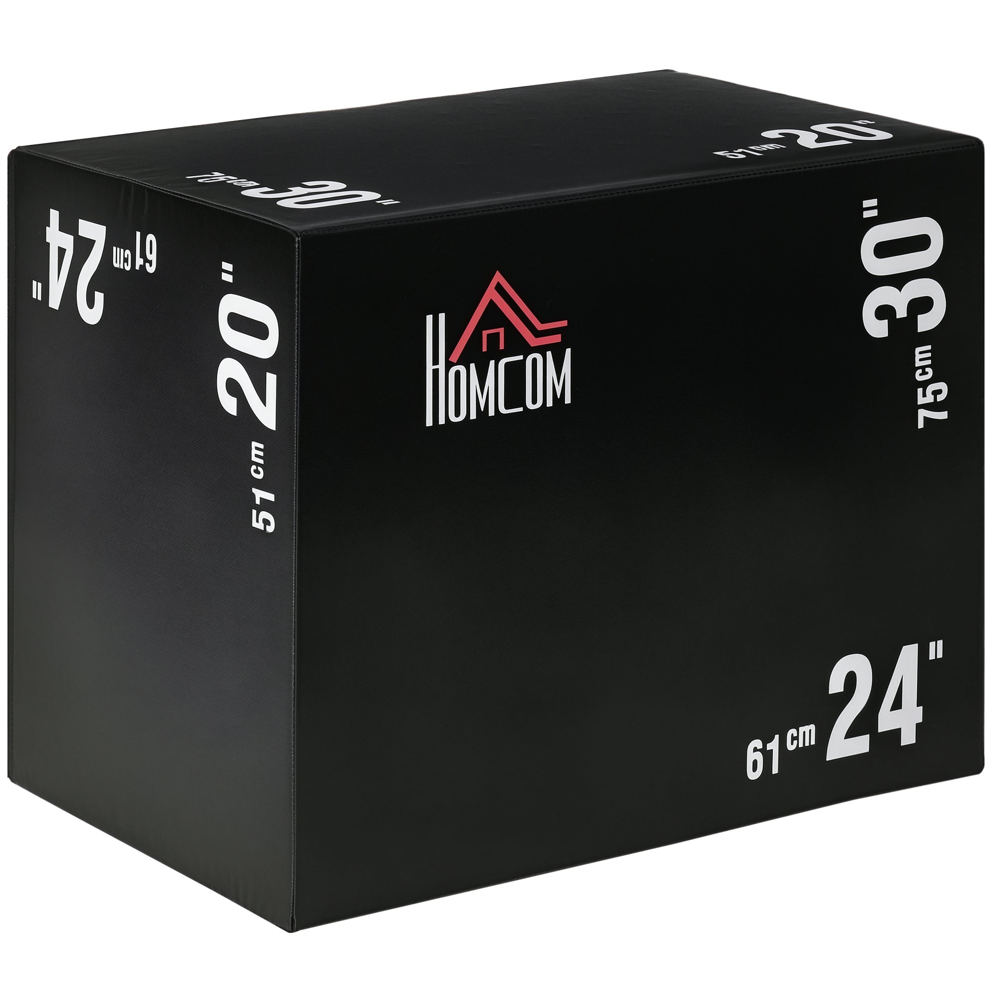 HOMCOM 3-in-1 Plyometrische Box mit Reißverschluss - Sprungbox mit 3 verschiedenen Höhen für Home Office Gym CrossFit Krafttraining - Belastbarkeit 120 kg - 75x51x61 cm Schwarz