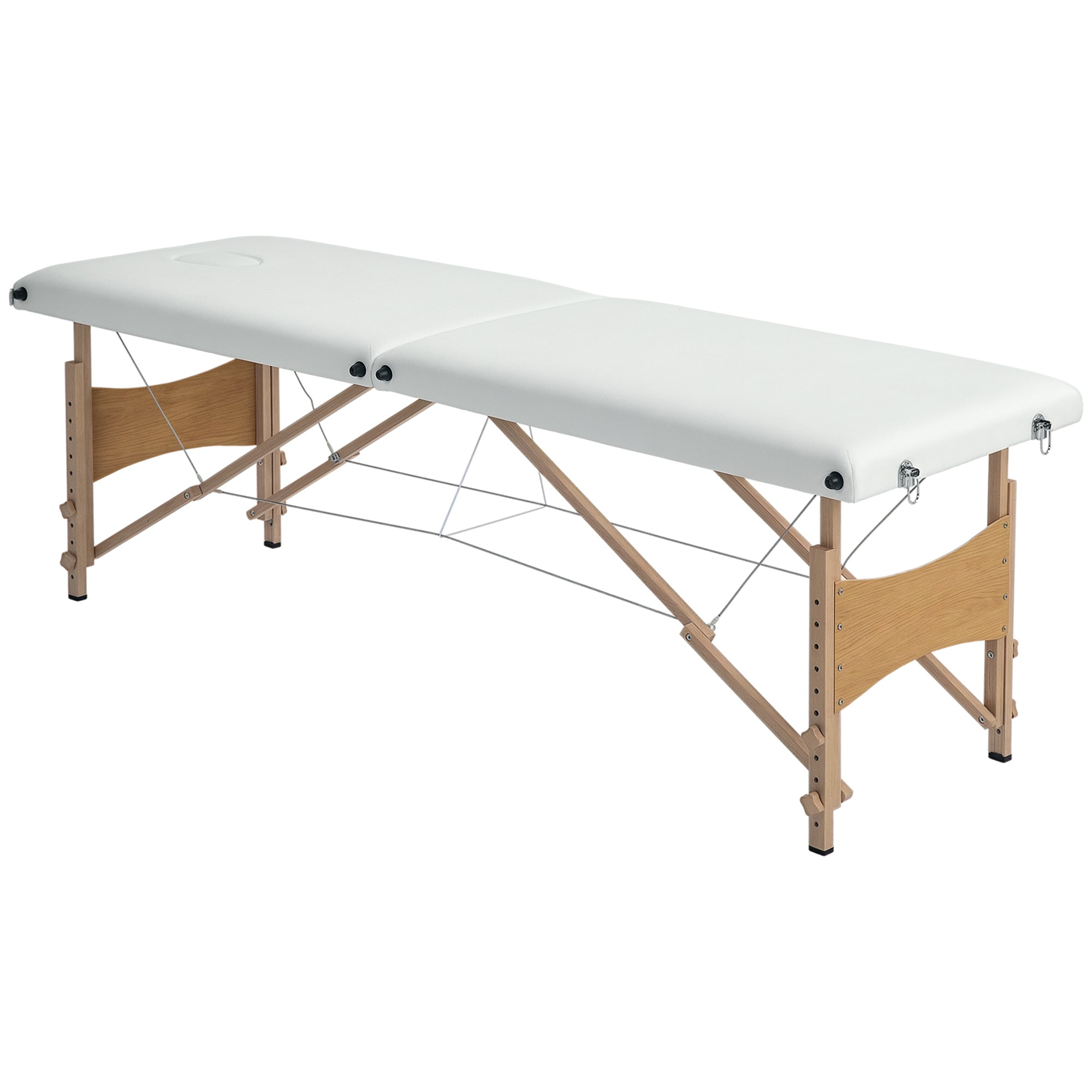 HOMCOM Klappbare Massagetisch - Portable Massagelager mat Kappkuss an Bichsrahmen - Physiotherapie Tisch mat verstellbarer Héicht an Träschentasch 186x60x58-81 cm Crème