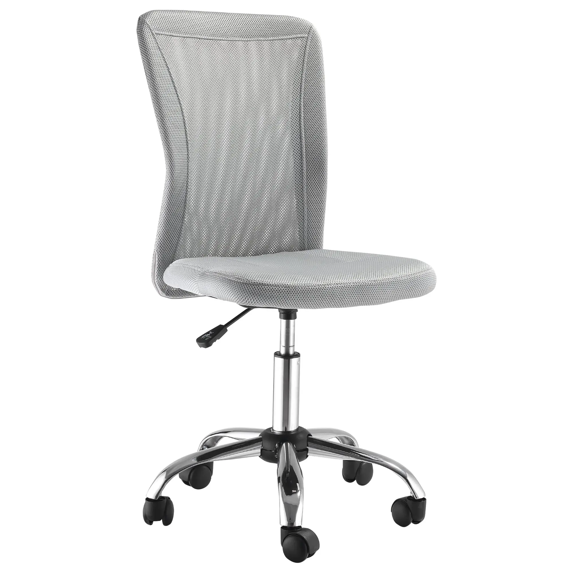 Mesh Office Chair Armless Swivel Desk Chair with Adjustable Height, 220 lbs Capacity for Study Office 43x58x90-100 cm Gray