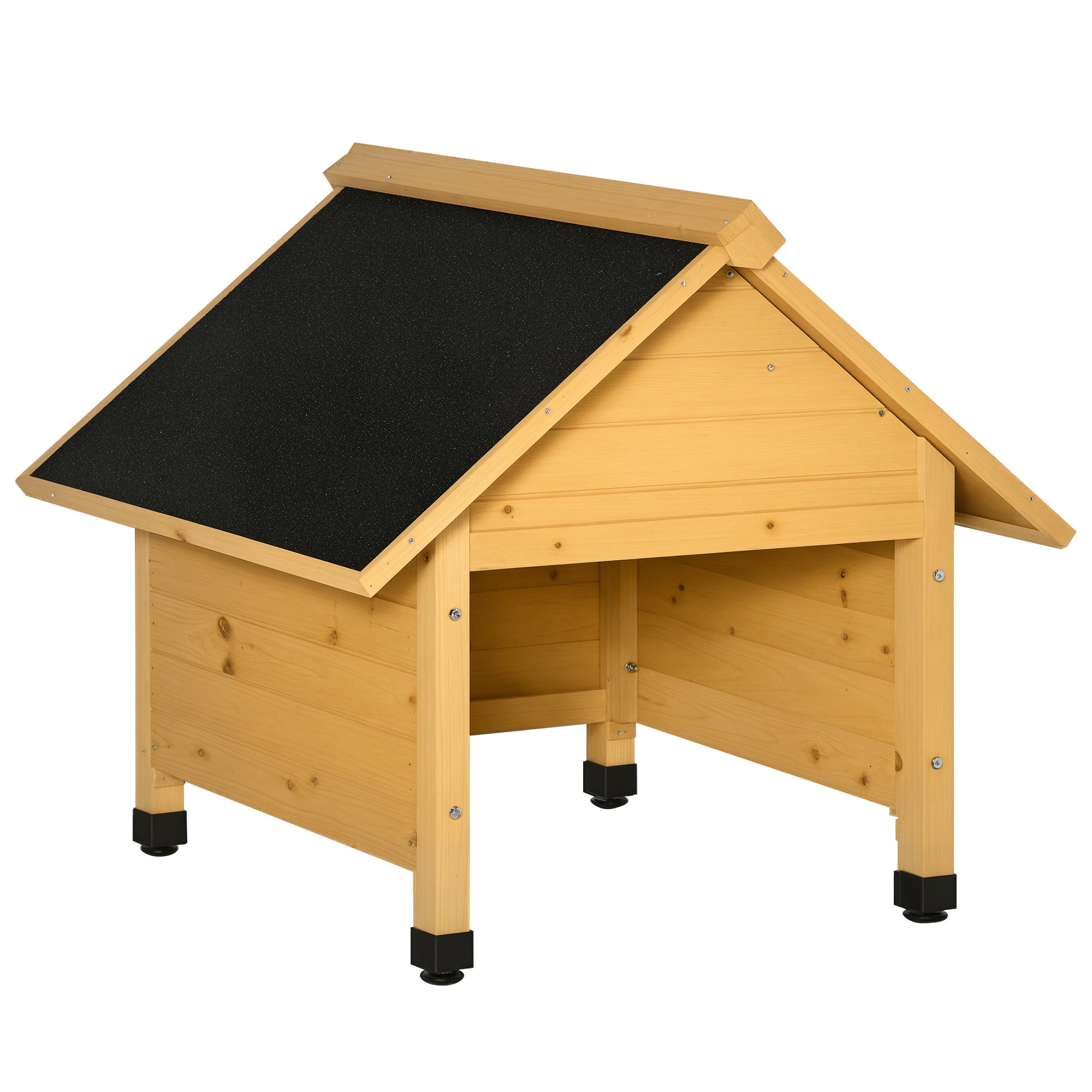 Wooden Garage for Lawn Mower Robot Mowing Robot Garage Carport for Lawn Robot Sun & Rain Protection Yellow 75 x 76 x 70 cm