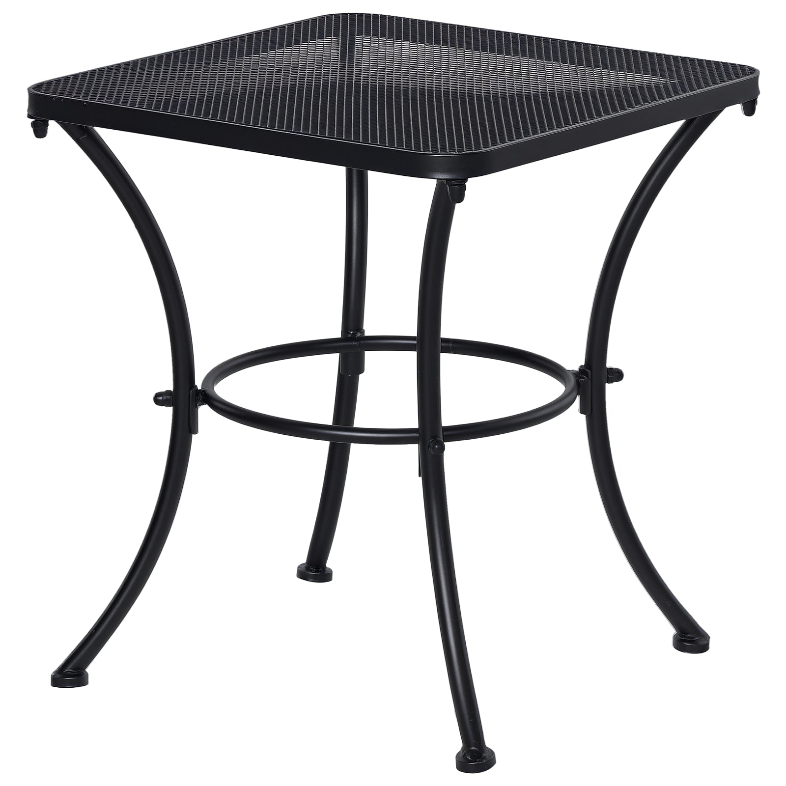 Outsunny Side Table Havebord 45 x 45 x 50 cm Rektangulært Vejrbestandigt Mesh-Balkonbord Metal Campingbord Kaffebord til Stue Kontor Udendørs Indendørs Sort