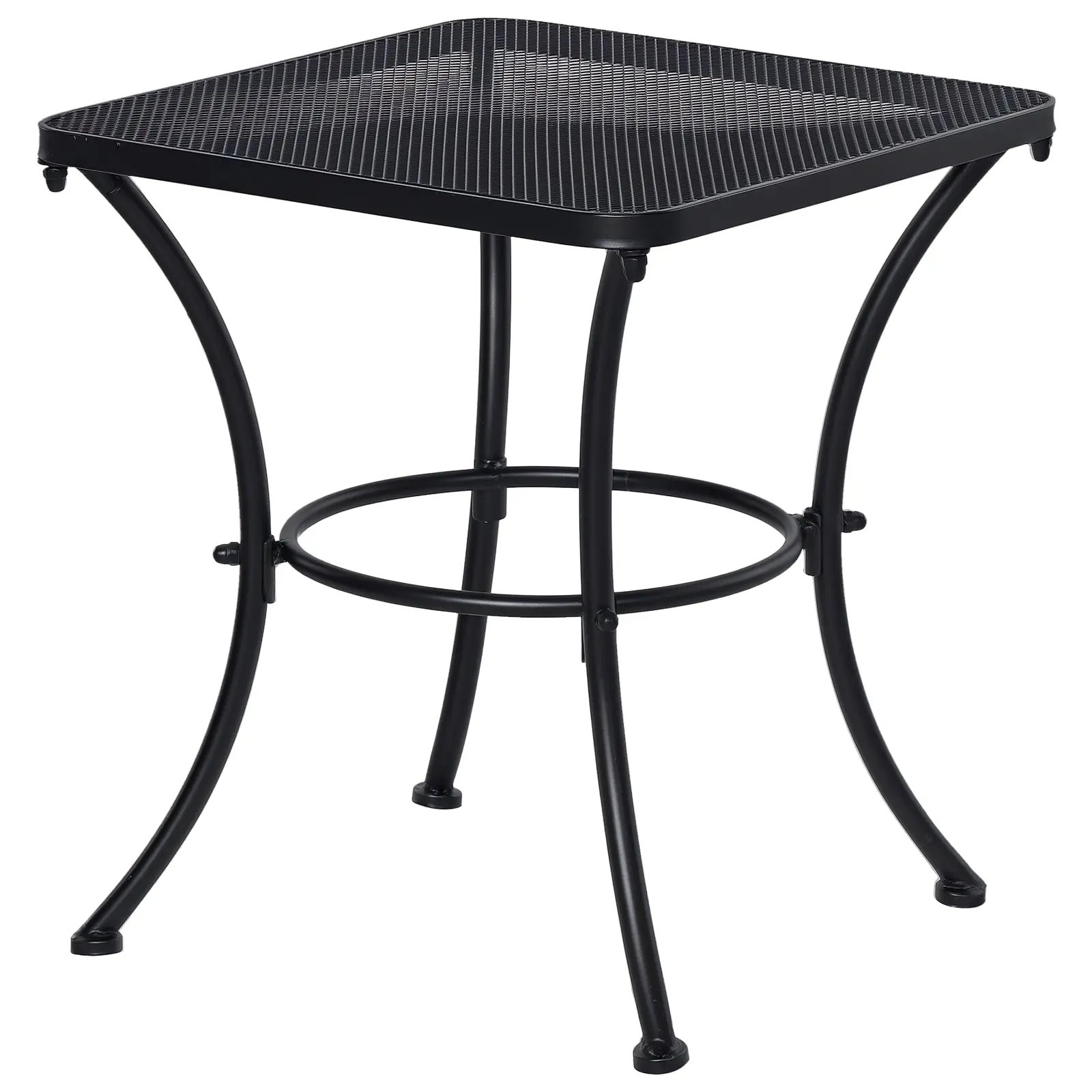 Side Table Garden Table 45 x 45 x 50 cm Rectangular Weatherproof Mesh-Style Balcony Table Metal Camping Table Coffee Table for Living Room Office Outdoor Indoor Black