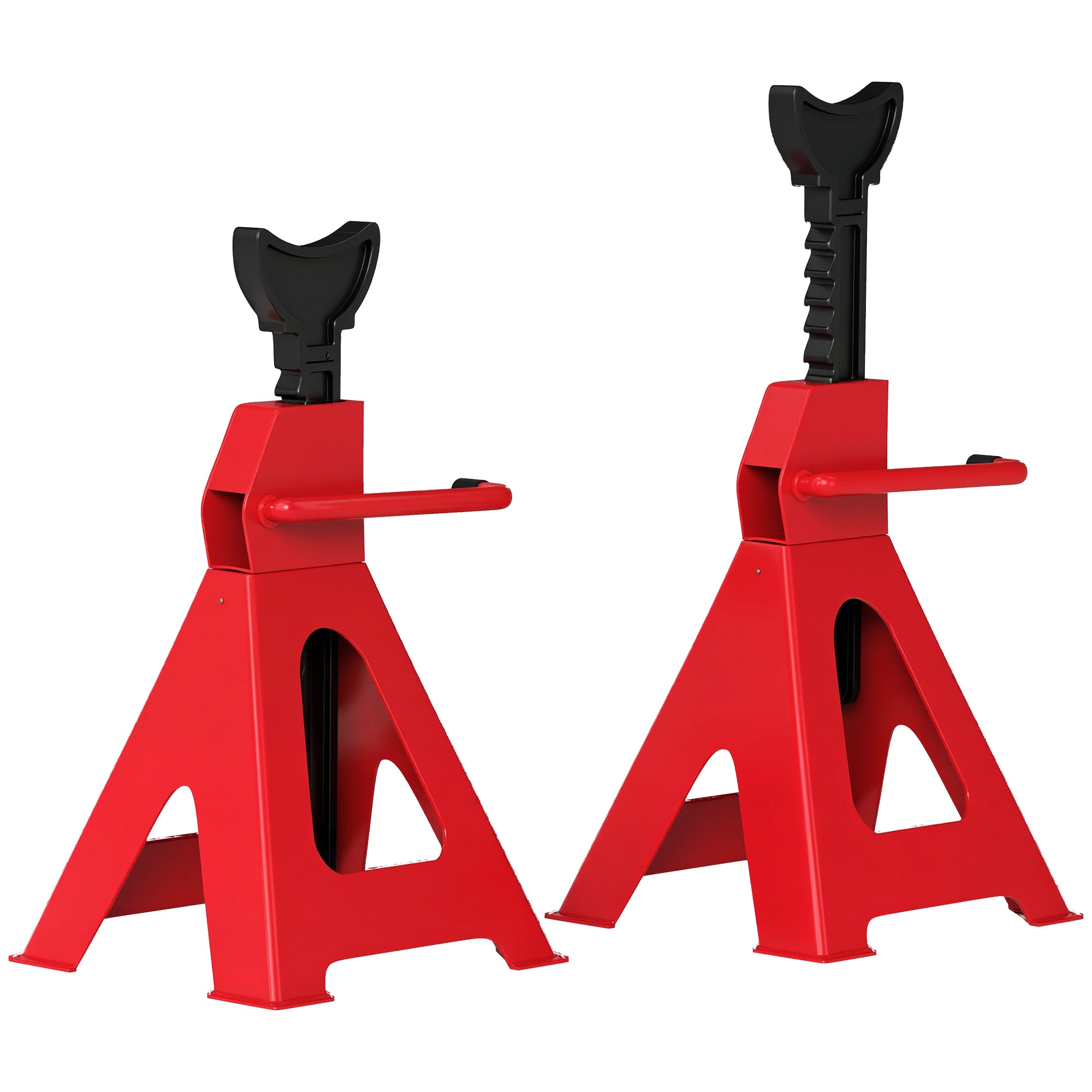 HOMCOM Set vu 2 Auto Stännen 3T, Pair vu Stärekësten mat justéierbarer Héicht vun 38.5-60 cm, aus Kuelestahl an Gusseisen, Rout a Schwaarz