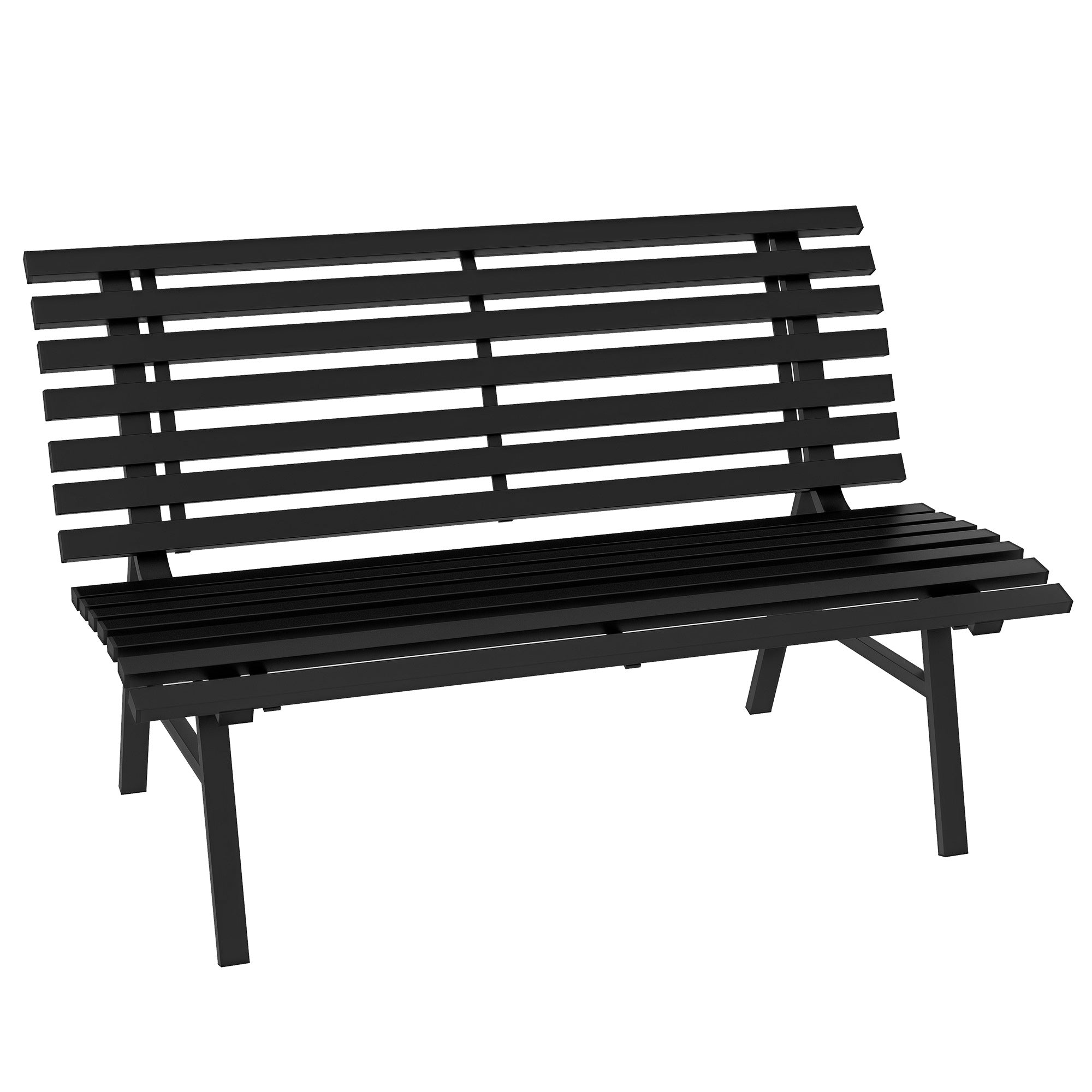 2-Seater Aluminum Garden Bench, Weatherproof Bench, UV-Resistant Garden Furniture with Louvre Design, Park Bench 240kg Load Capacity, Balcony Bench for Balcony Terrace, Garden, 123x67x79cm, Black