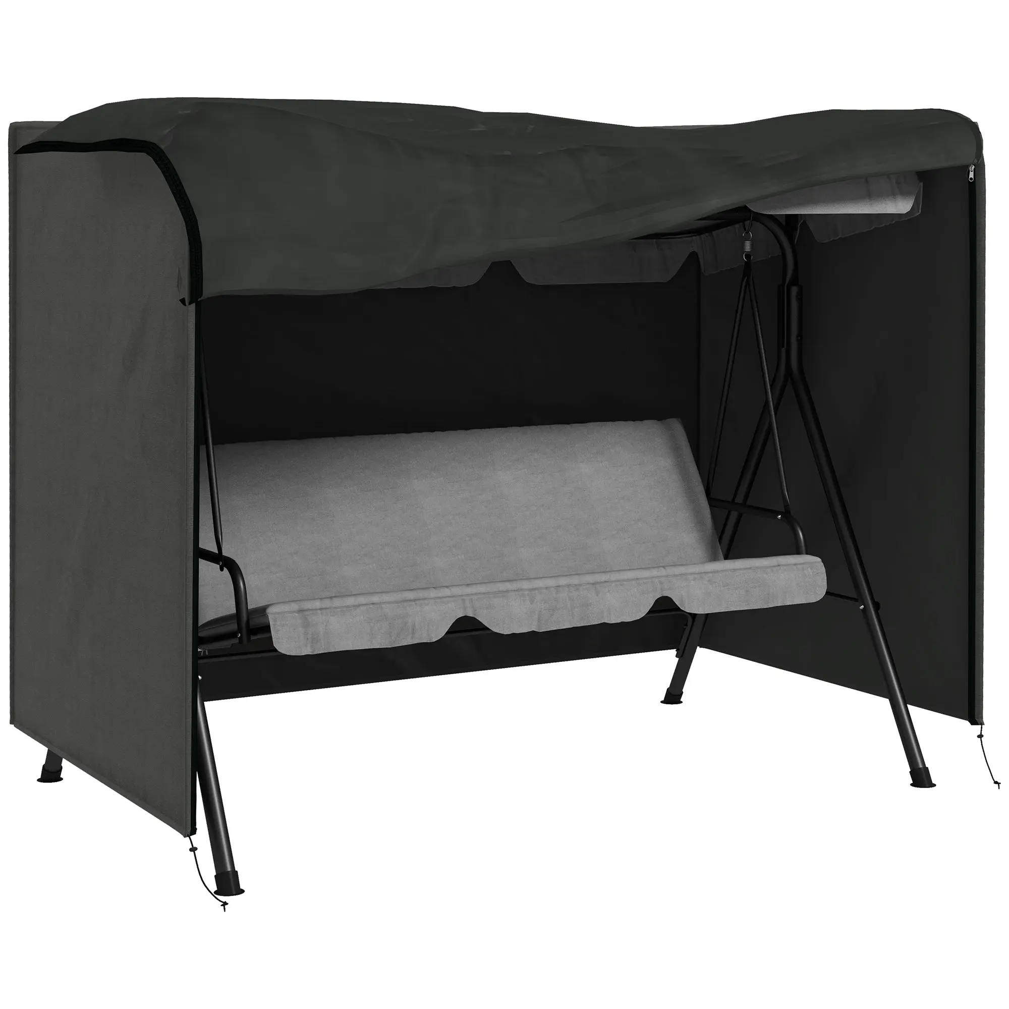 Hollywood Swing Cover 3 Seater, Water Resistant Winterproof Protective Cover for Garden Swing, UV Resistant Tarpaulin, Cover, Tear-Resistant 600D Oxford Fabric, 205x124x164cm Dark Grey