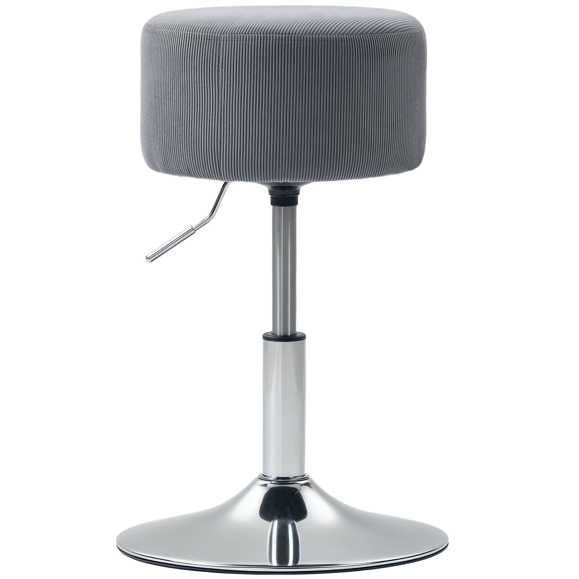 HOMCOM Augstais bāra krēsls ar regulējamu augstumu 52-66 cm, pārklāts ar samtu, ar 360° pagriežamu sēdekli, ideāli piemērots ēdamzālēm un tērpu galdiem, pelēks