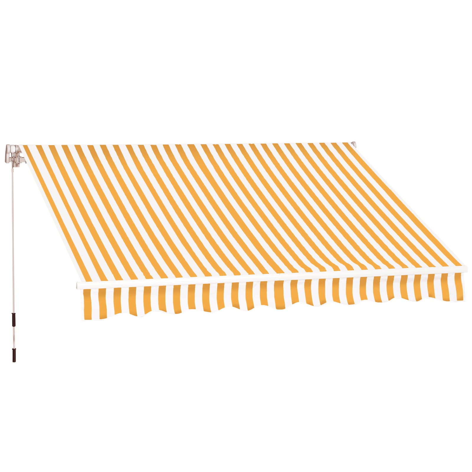 Outsunny Handmatige Uittrekbare Zonwering 295 x 245 cm Buiten Terras Zonnescherm met Crank, Verstelbare Hoek 45°-85°, Aluminium en 280g/m² Polyester, Terraszonwering, Balkon, Binnenplaats, Oranje
