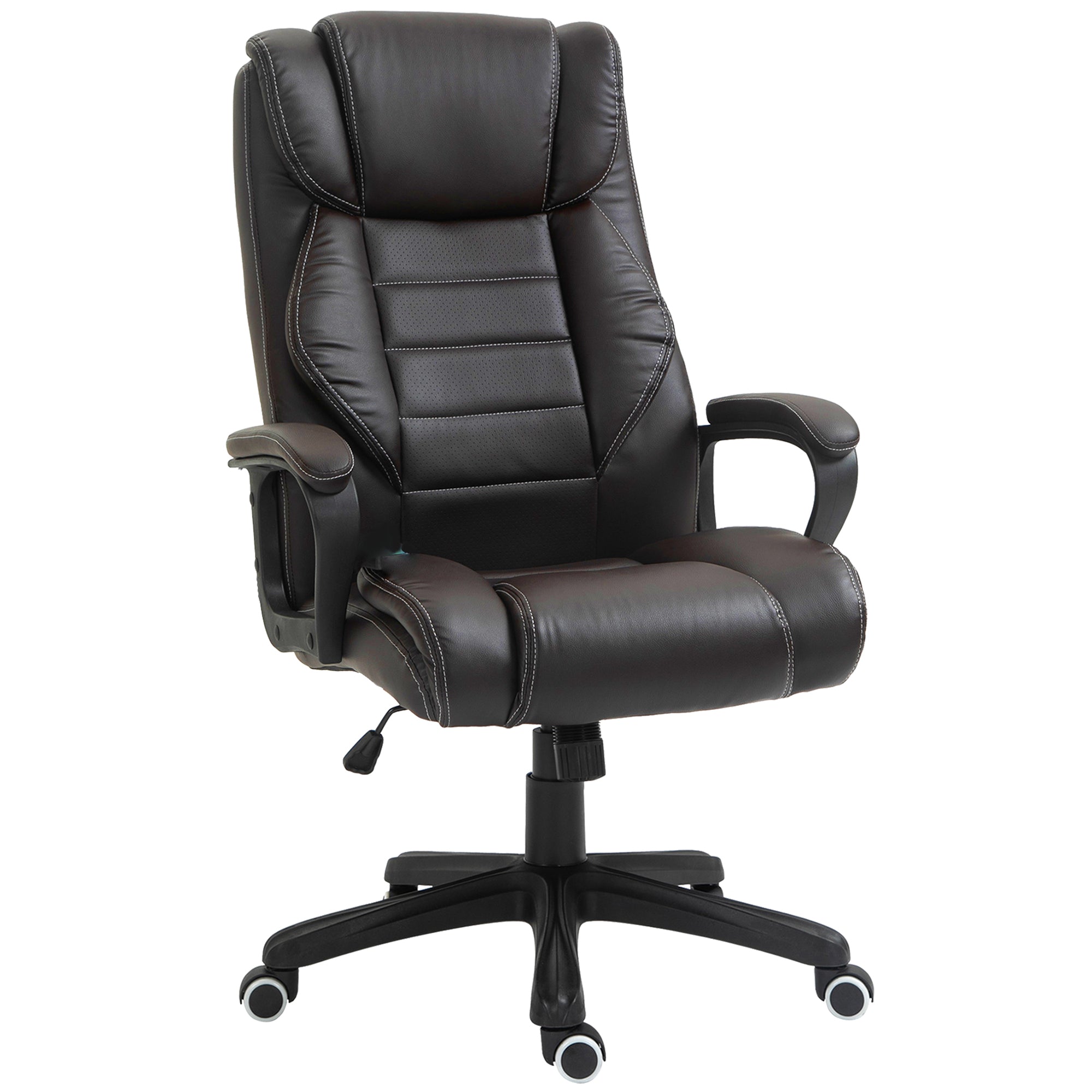 Office Chair with Massage Function, Ergonomic Executive Chair with Vibration Massage, Tilt Function, Height Adjustable Desk Chair Swivel Chair, Brown