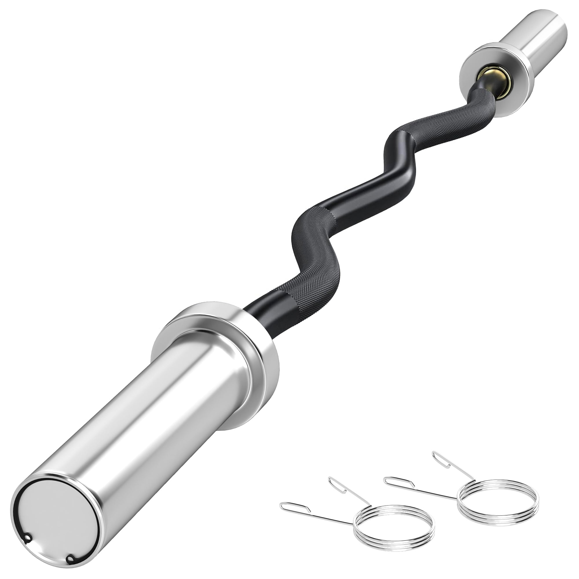 SPORTNOW 120 cm 8 kg Stahlgewichtsstange EZ Curl Bar Ø50 mm mit 2 Clips, Tragfähigkeit 100 kg, Olympische Bar für 5 cm Scheiben, Fitnessstudio, Heimtraining Schwarz und Silber