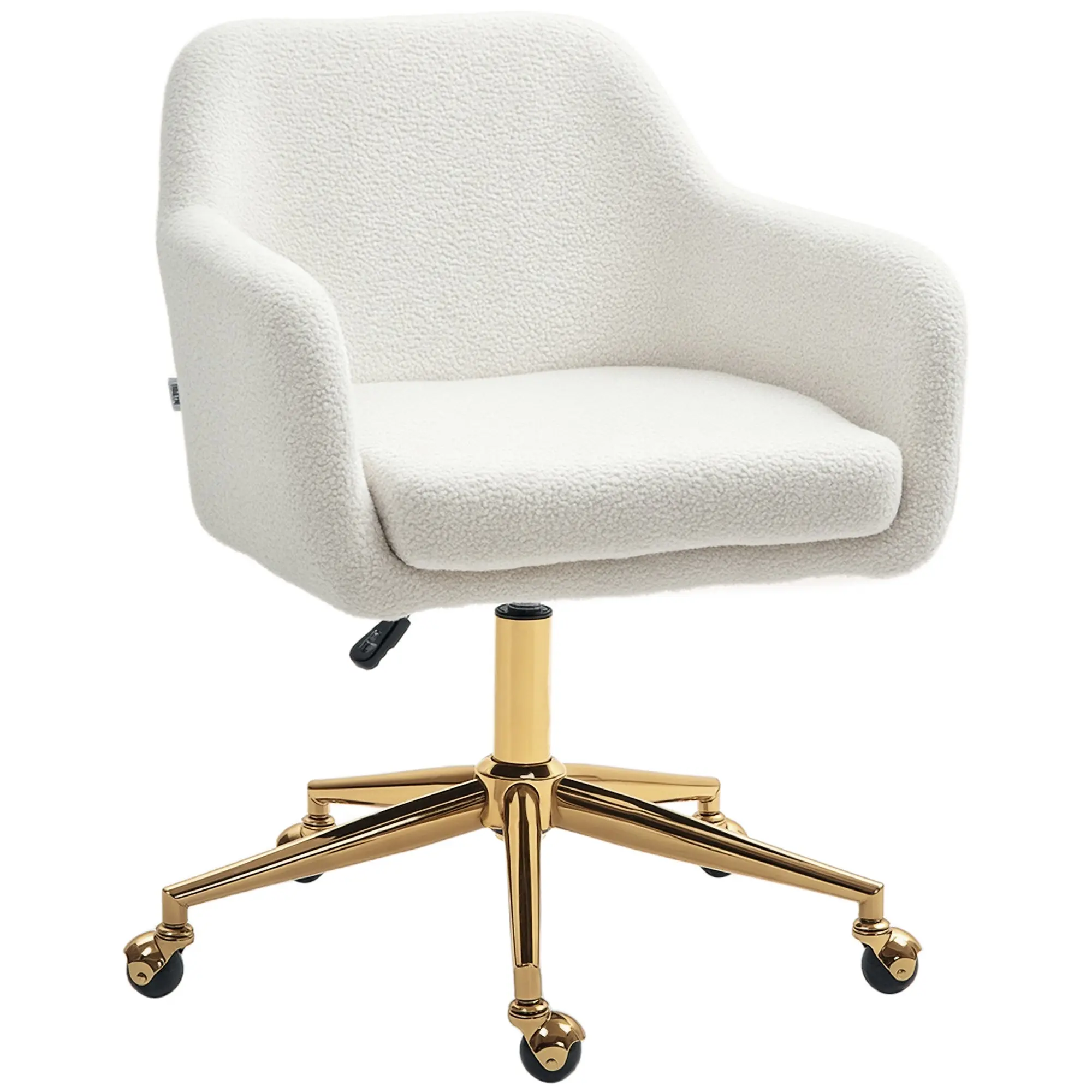 Office Chair, Height Adjustable Desk Chair, Relaxing Chair with Steel Frame, Swivel Chair with Velvet Look, for Office, Study Room, Cream White