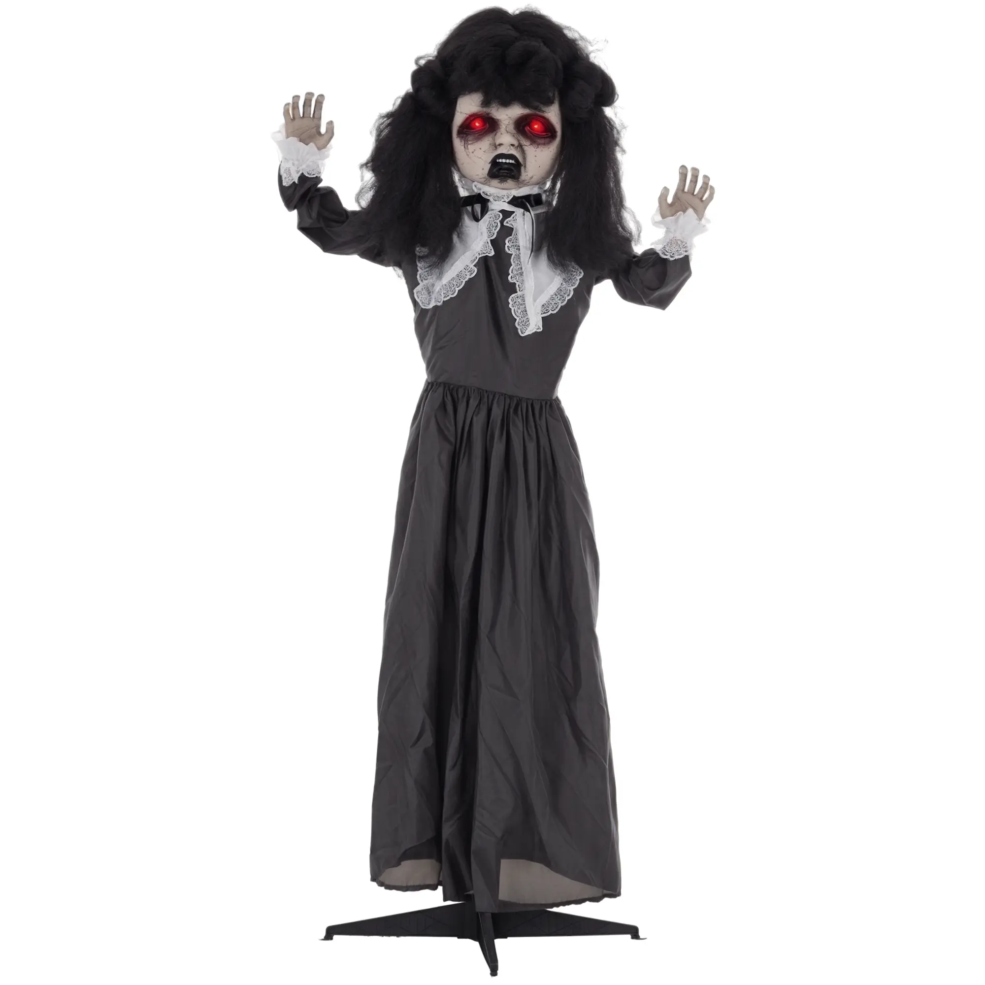 Horror doll, Halloween decoration, creepy voice & music, red eyes, movable, 160 cm