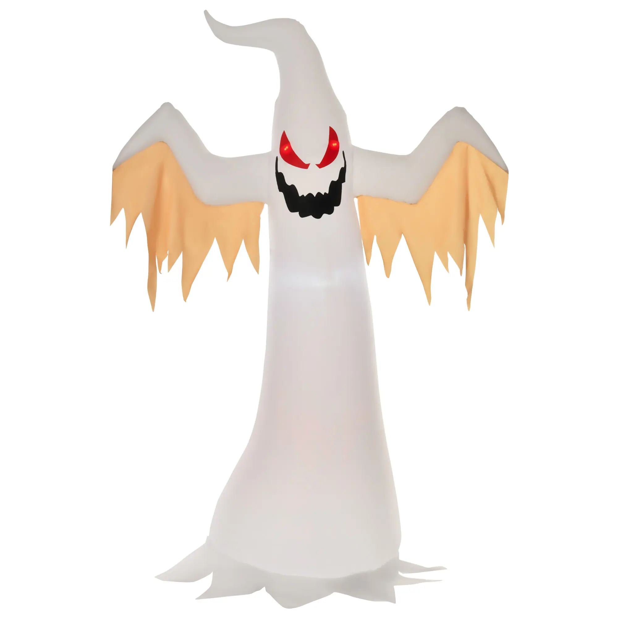 HOMCOM Halloween inflatable ghost 2.4 m decoration with LEDs IP44 self-inflating polyester white + red 150 x 80 x 240 cm