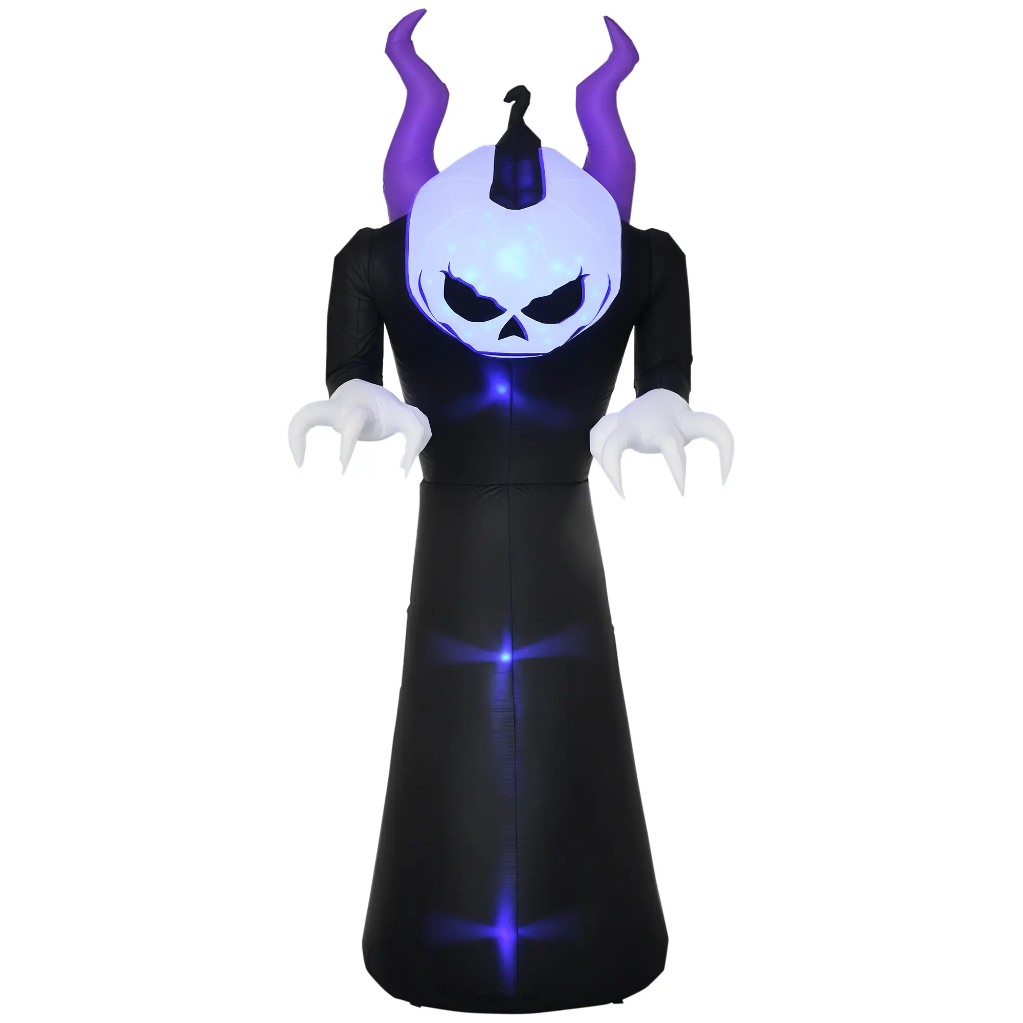Outsunny Pumpkin-Head Ghost Inflatable Halloween Decoration with Blue Flame Effect 88 x 79 x 210 cm