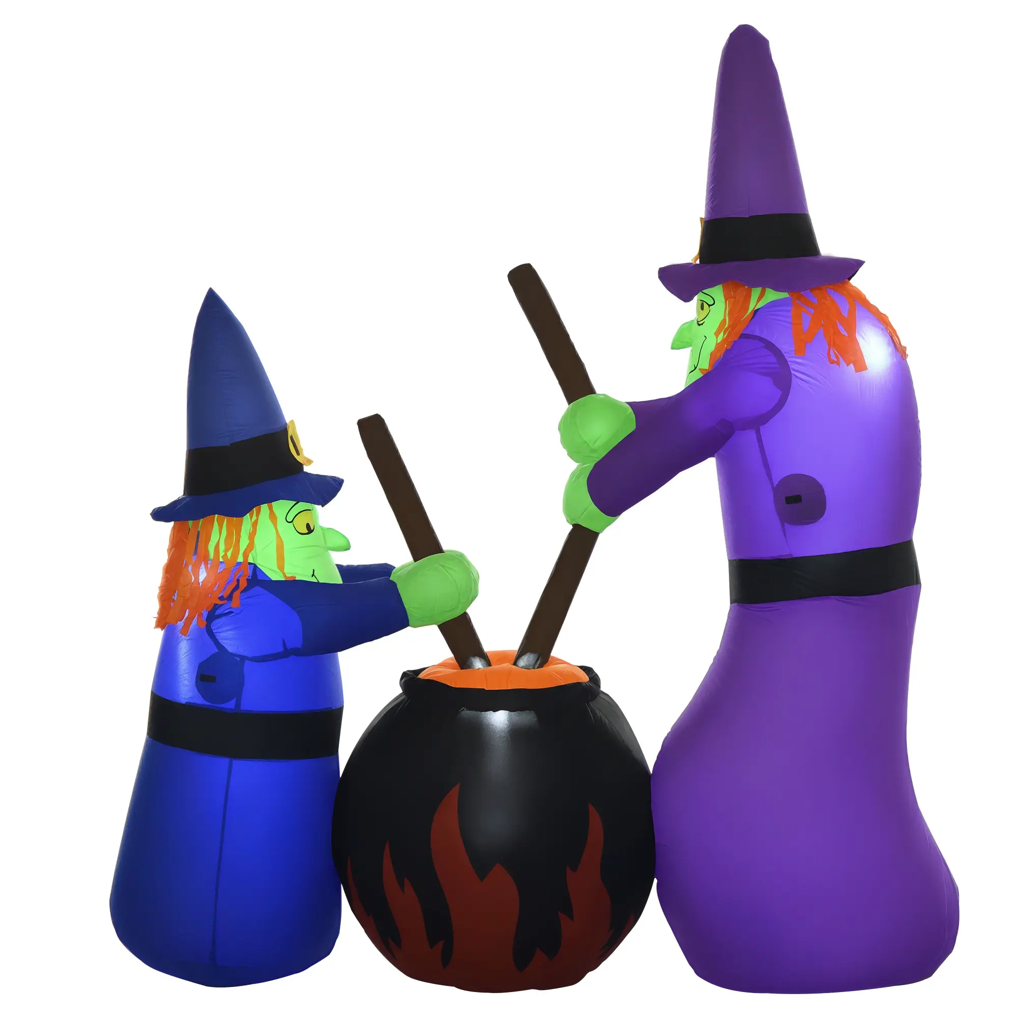 HOMCOM Inflatable Witches' Cauldron Figure, Halloween Inflatable Decoration with LED Lighting, Polyester, 170x60x180cm